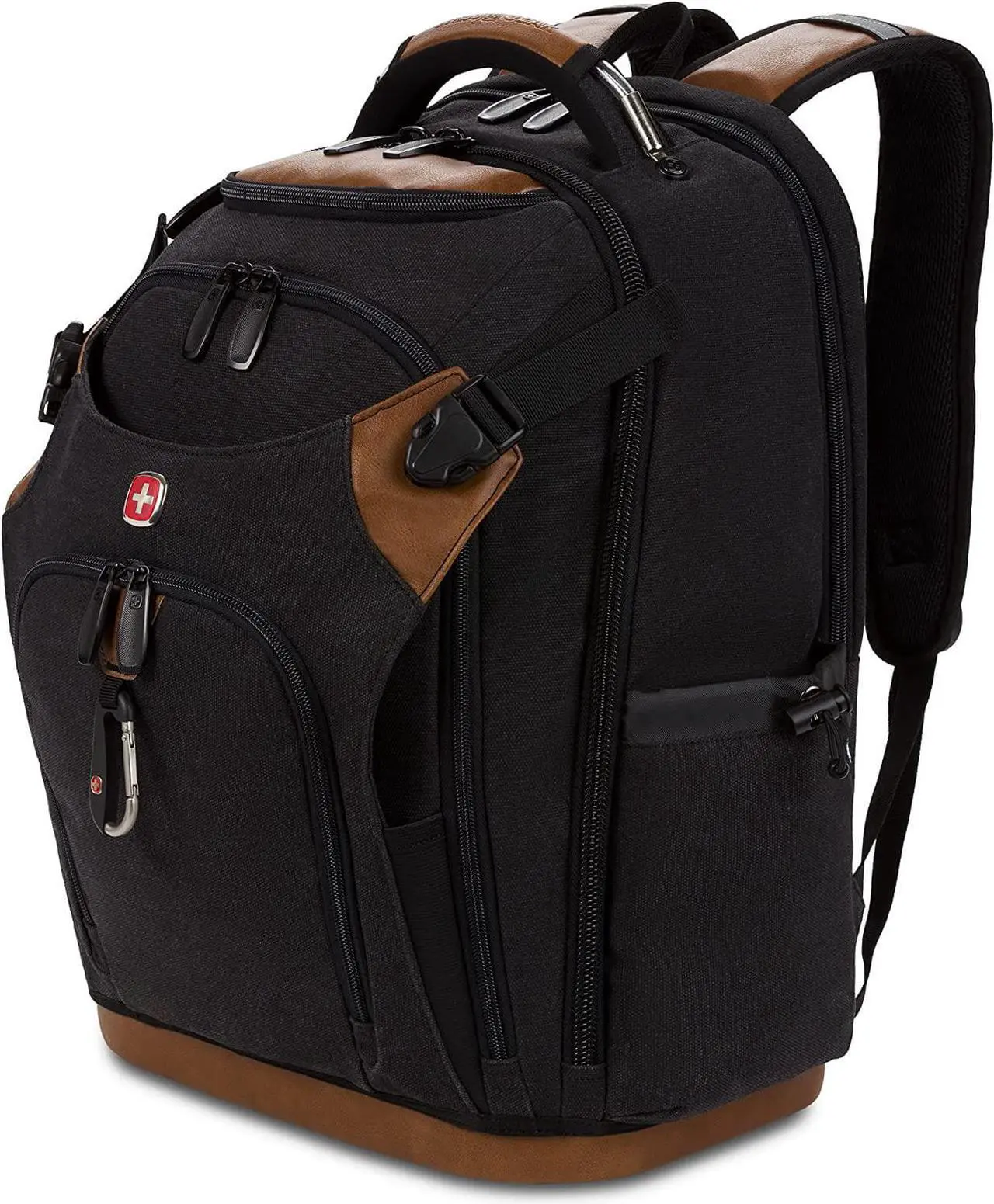 Main image of SwissGear Tool Bag Backpack, Fits Up to 17-Inch Laptop, Work Pack PRO, Black/Brown Canvas