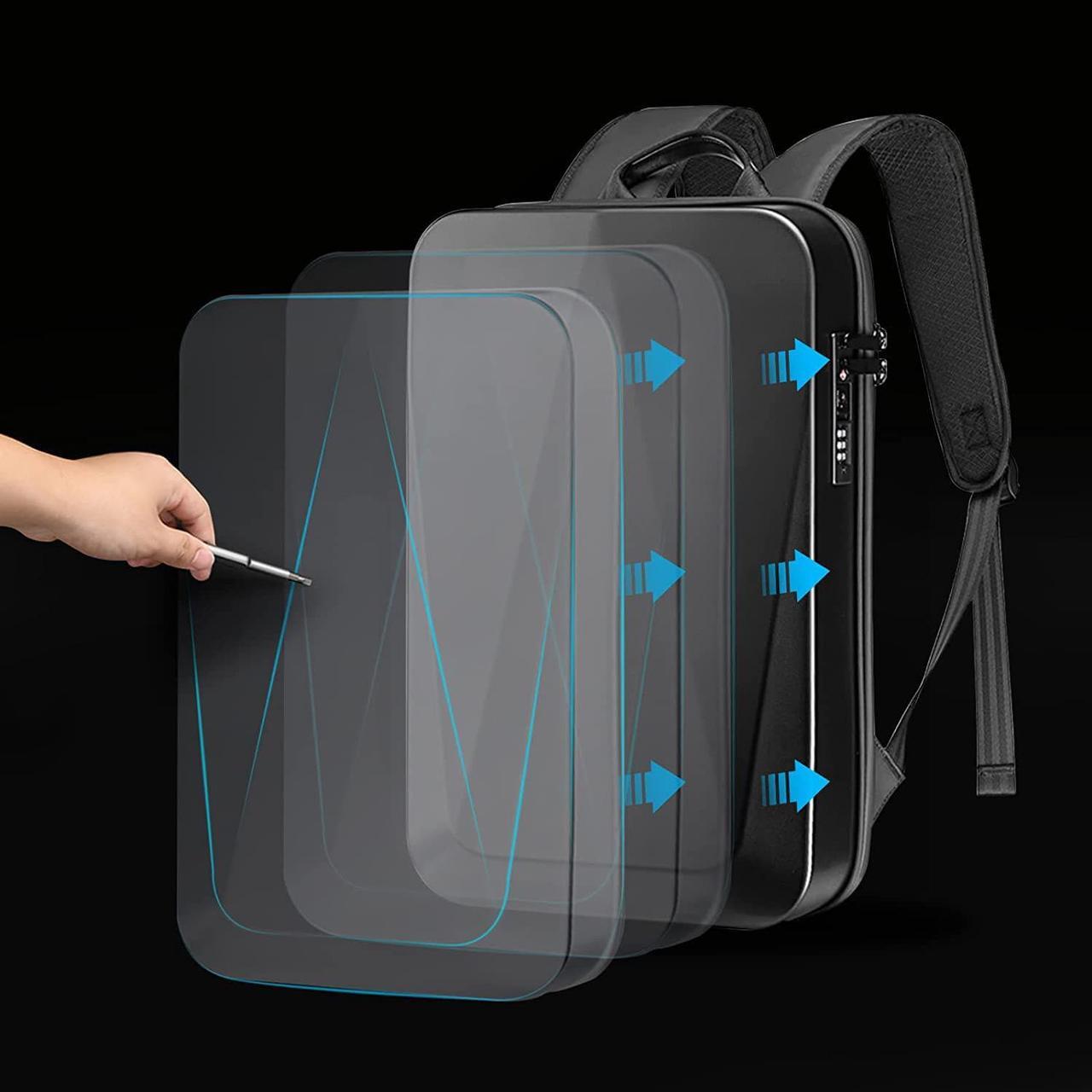 Alt view image 6 of 6 - JUMO CYLY Anti-Theft Hard Shell Laptop Backpack, Waterproof Gaming Backpack with USB Charging Port Slim Bookbag with Lock