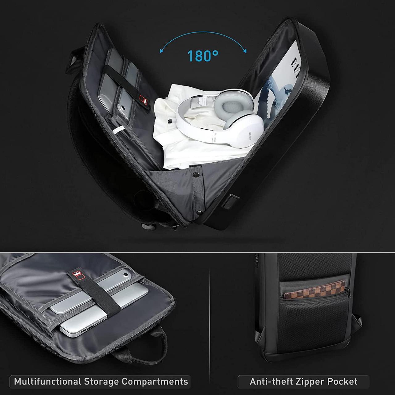 Alt view image 2 of 6 - JUMO CYLY Anti-Theft Hard Shell Laptop Backpack, Waterproof Gaming Backpack with USB Charging Port Slim Bookbag with Lock
