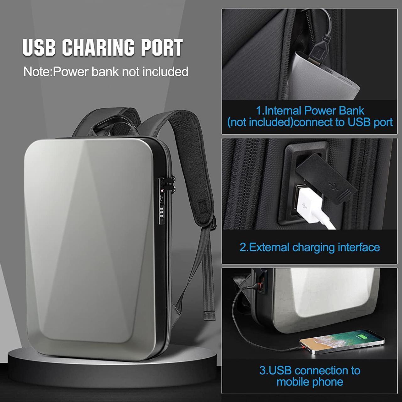 Alt view image 3 of 6 - JUMO CYLY Anti-Theft Hard Shell Laptop Backpack, Waterproof Gaming Backpack with USB Charging Port Slim Bookbag with Lock