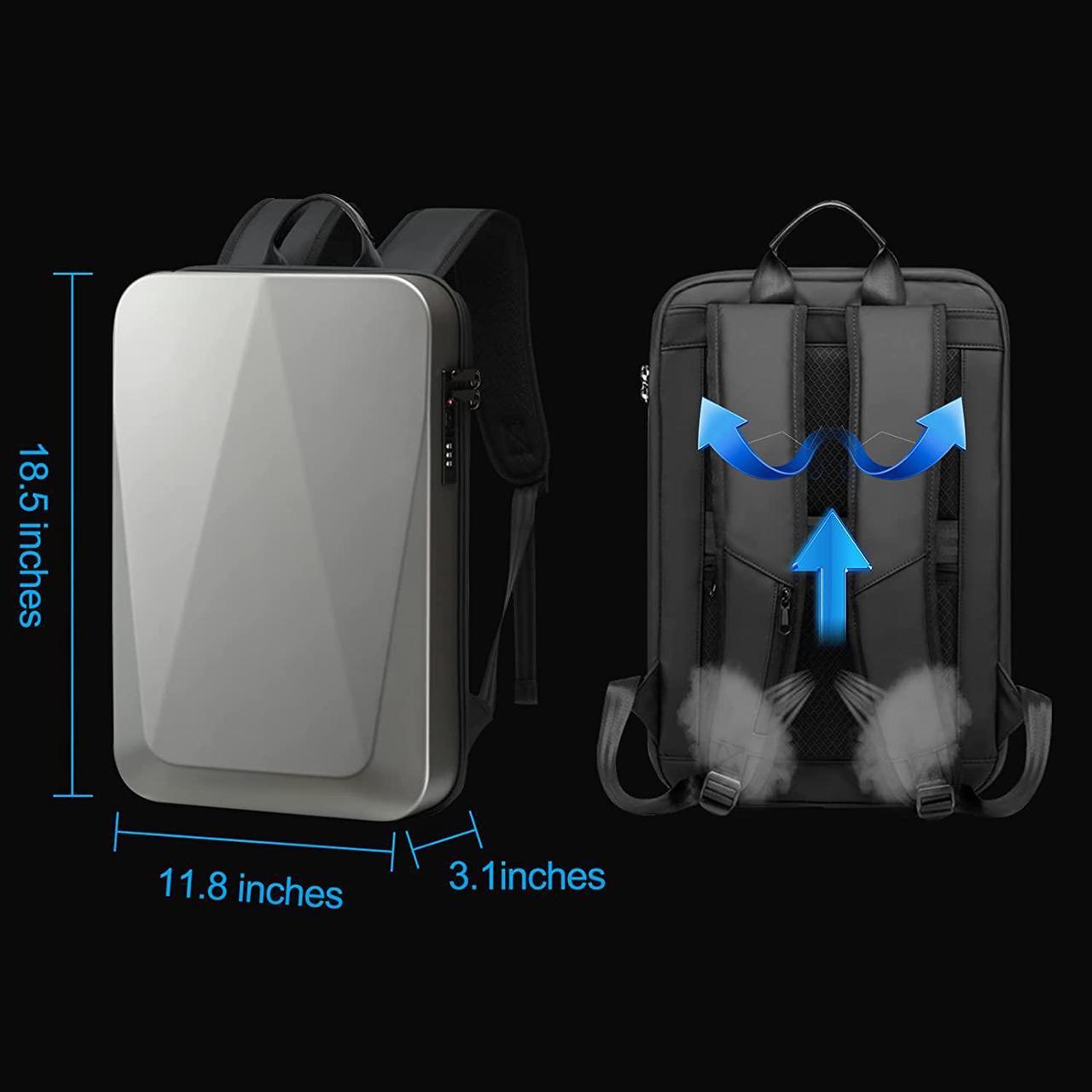Alt view image 4 of 6 - JUMO CYLY Anti-Theft Hard Shell Laptop Backpack, Waterproof Gaming Backpack with USB Charging Port Slim Bookbag with Lock