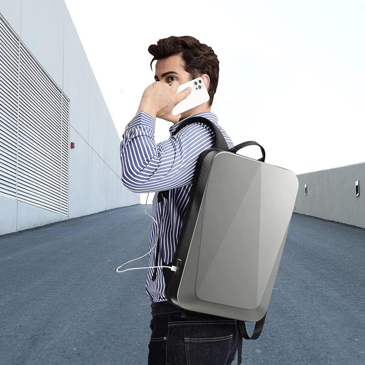 Alt view image 5 of 6 - JUMO CYLY Anti-Theft Hard Shell Laptop Backpack, Waterproof Gaming Backpack with USB Charging Port Slim Bookbag with Lock