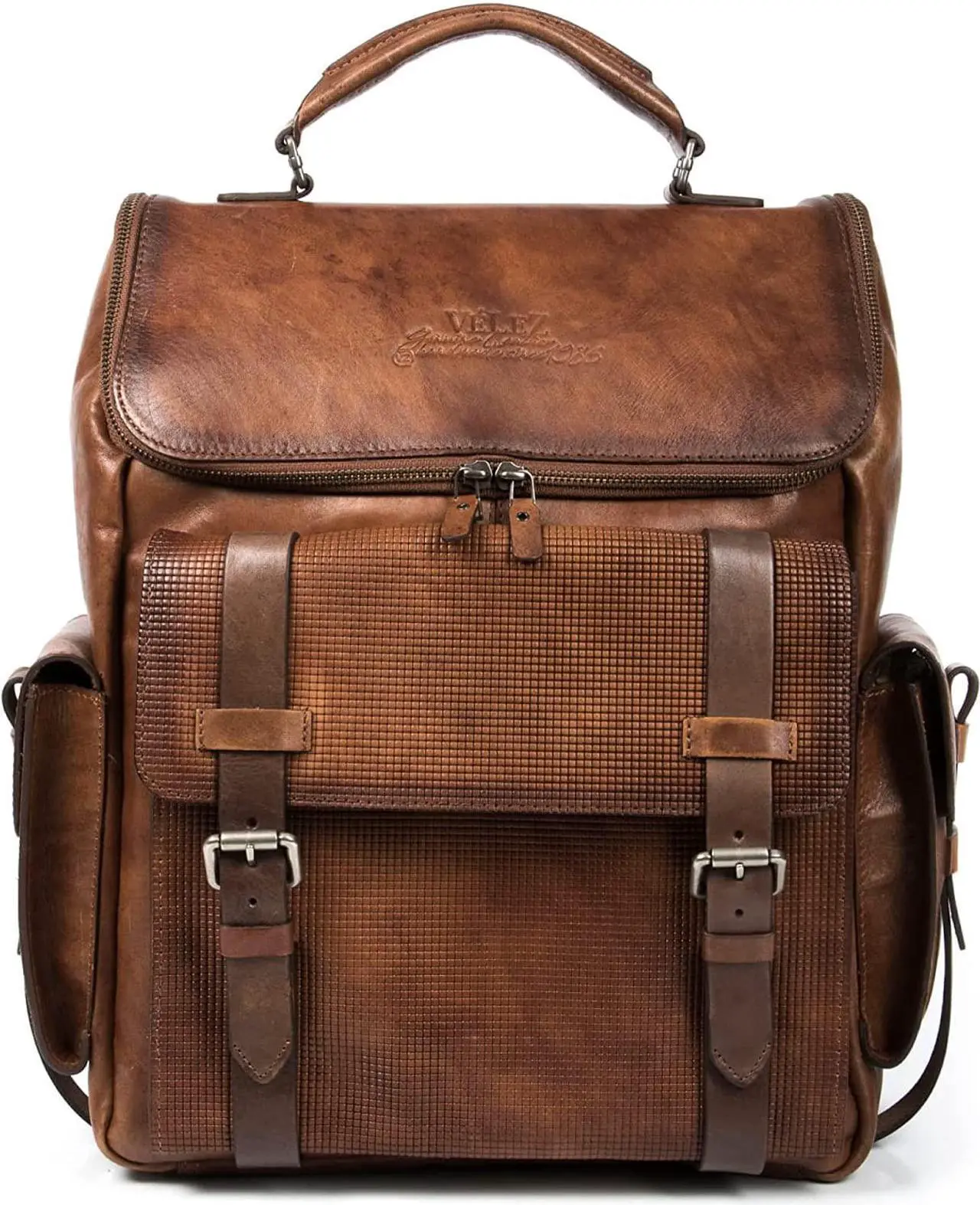 Main image of VELEZ Full Grain Leather Backpack for Men - 15 Inch Laptop Bag - Vintage Travel Rucksack - Casual Daypack for Women