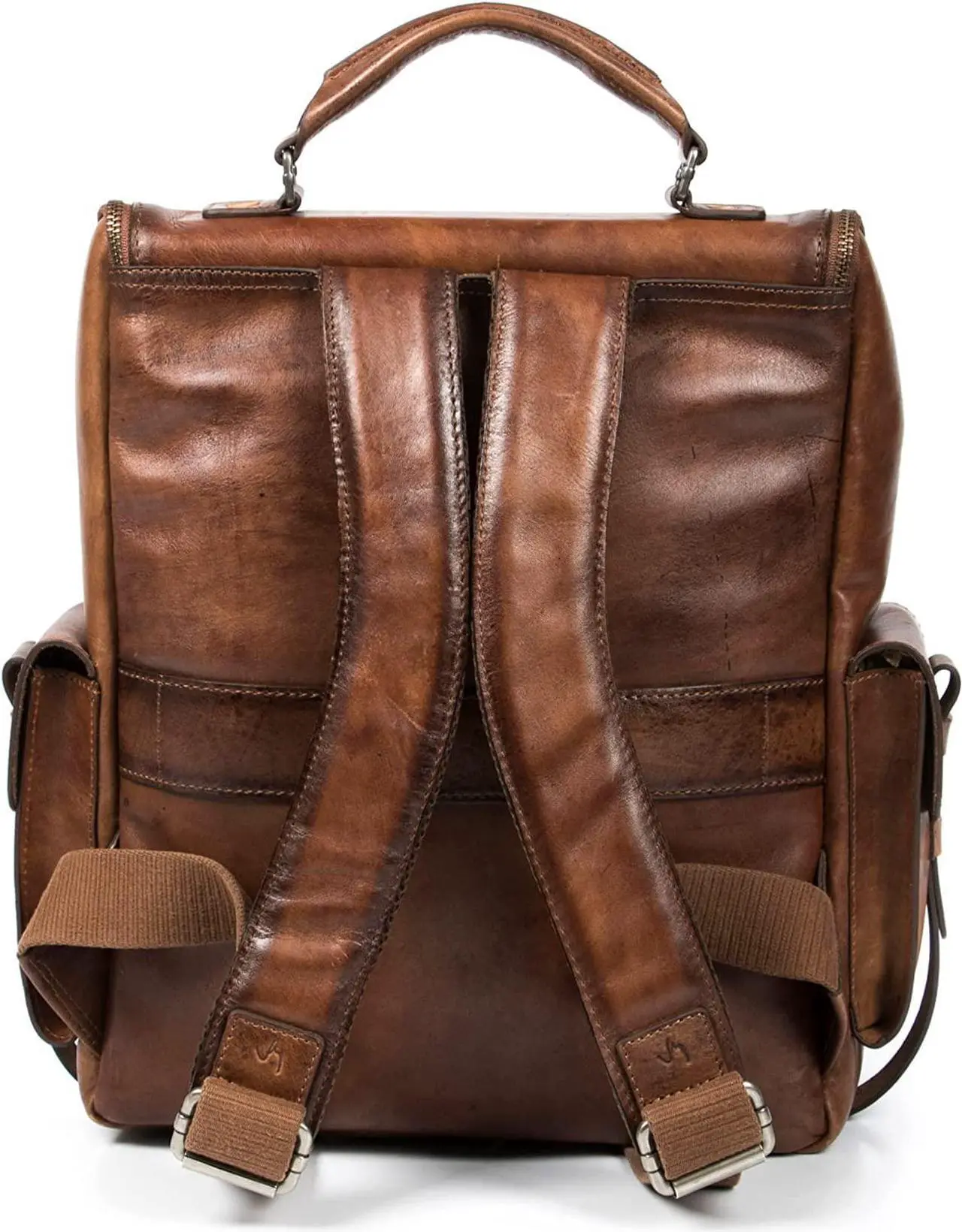 Alt view image 7 of 7 - VELEZ Full Grain Leather Backpack for Men - 15 Inch Laptop Bag - Vintage Travel Rucksack - Casual Daypack for Women
