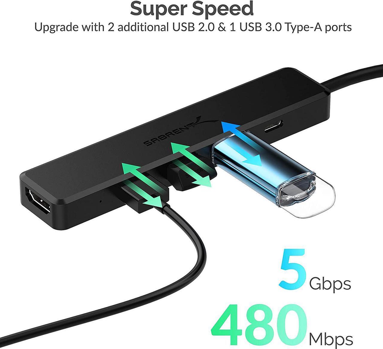 Alt view image 2 of 7 - Multi Port USB C Hub with 4K HDMI | Type C Power Delivery (60 Watts) Port | 1 USB 3.0 Port | 2 USB 2.0 Ports (HB-TC5P)
