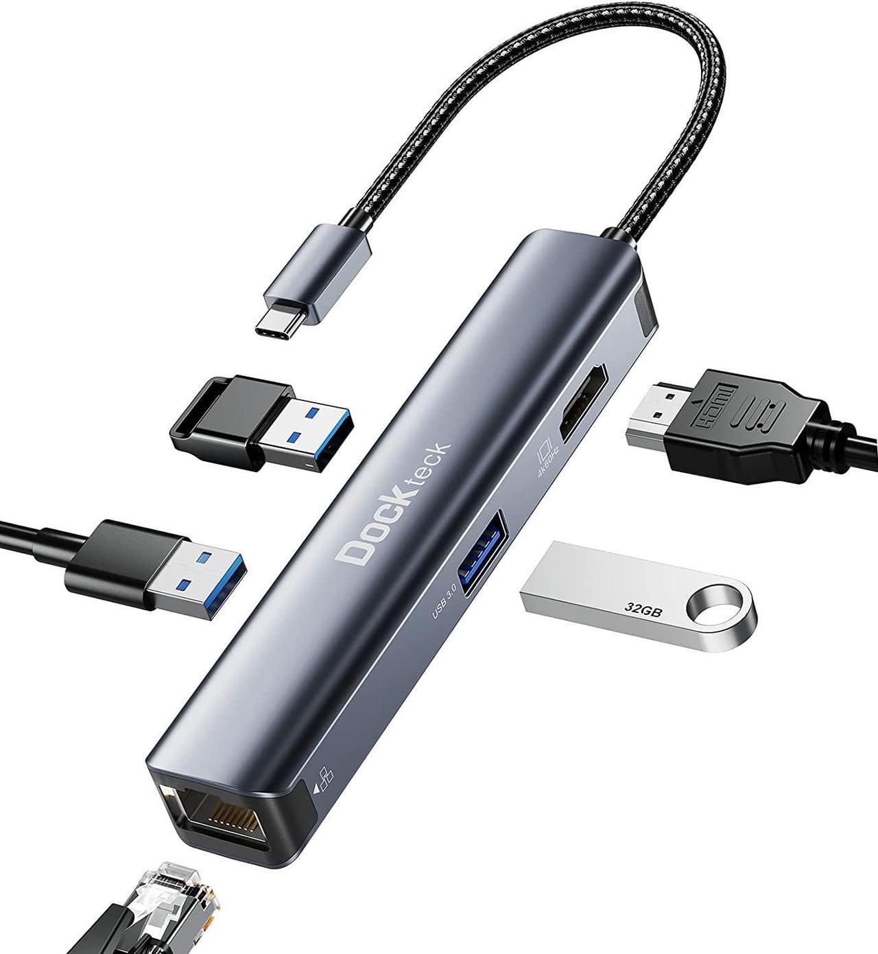 Main image of USB C Hub Ethernet,  5-in-1 USB-C Hub Multiport Adapter with USB C to 4K HDMI,1Gbps LAN, 3 USB 3.0, for MacBook Air/Pro, iPad Air/Pro, Surface Pro, XPS and More