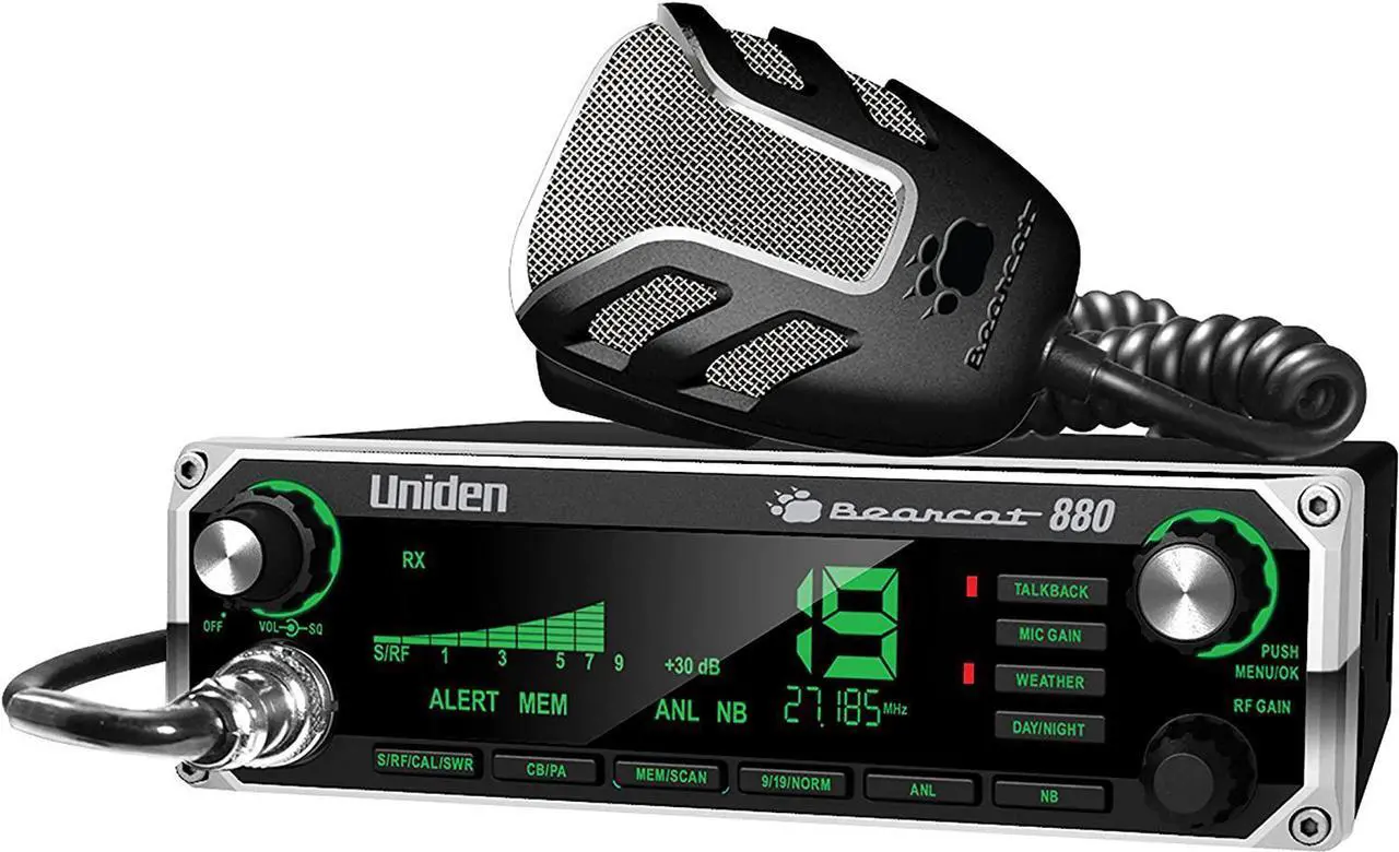 Alt view image 4 of 4 - Uniden BEARCAT 880 CB Radio with 40 Channels and Large Easy-to-Read 7-Color LCD Display with Backlighting, Backlit Control Knobs/Buttons, NOAA Weather Alert, PA/CB Switch, and Wireless Mic Compatible
