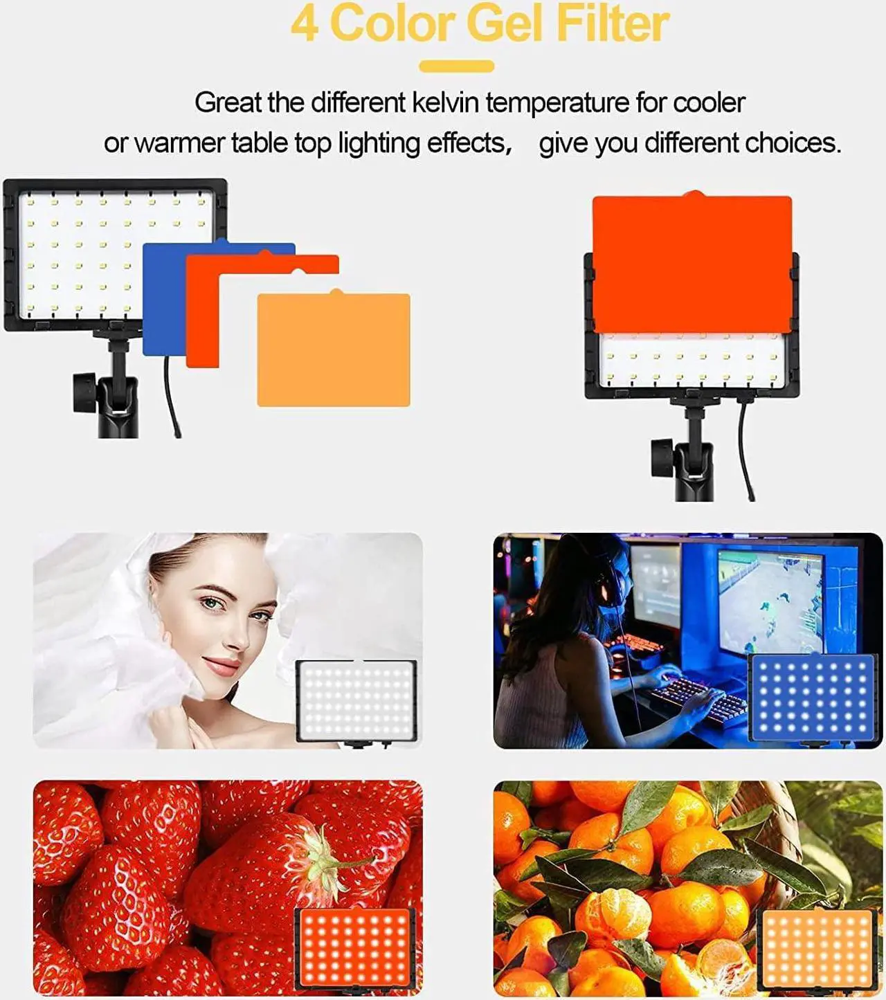 Alt view image 4 of 7 - EMART 60 LED Continuous Portable Photography Lighting Kit for Table Top Photo Video Studio Light Lamp with Color Filters - 2 Packs