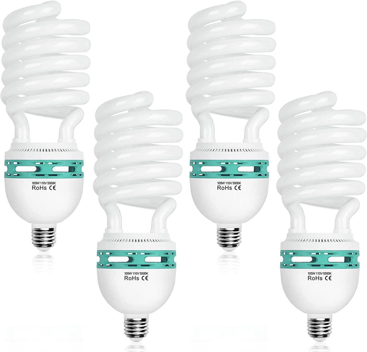 Main image of EMART Photography Light Bulbs, 105W 5500K Super Bright Daylight CFL 110/120V E26/E27, Softbox Umbrella Fluorescent Replacement Bulb for Studio Photo Video Lighting, Full Spectrum Plant Grow Lightbulb