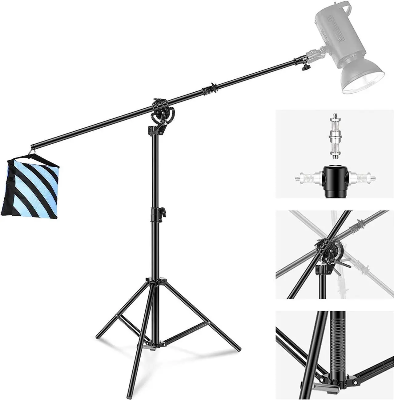 Main image of Neewer 2-in-1 Photography Light Stand, Aluminum Alloy 9.7ft Heavy Duty Tripod Stand with 3.8ft Boom Arm and Empty Sandbag for Video Light, Strobe, Reflector, Softbox for Studio Photo Video Shooting