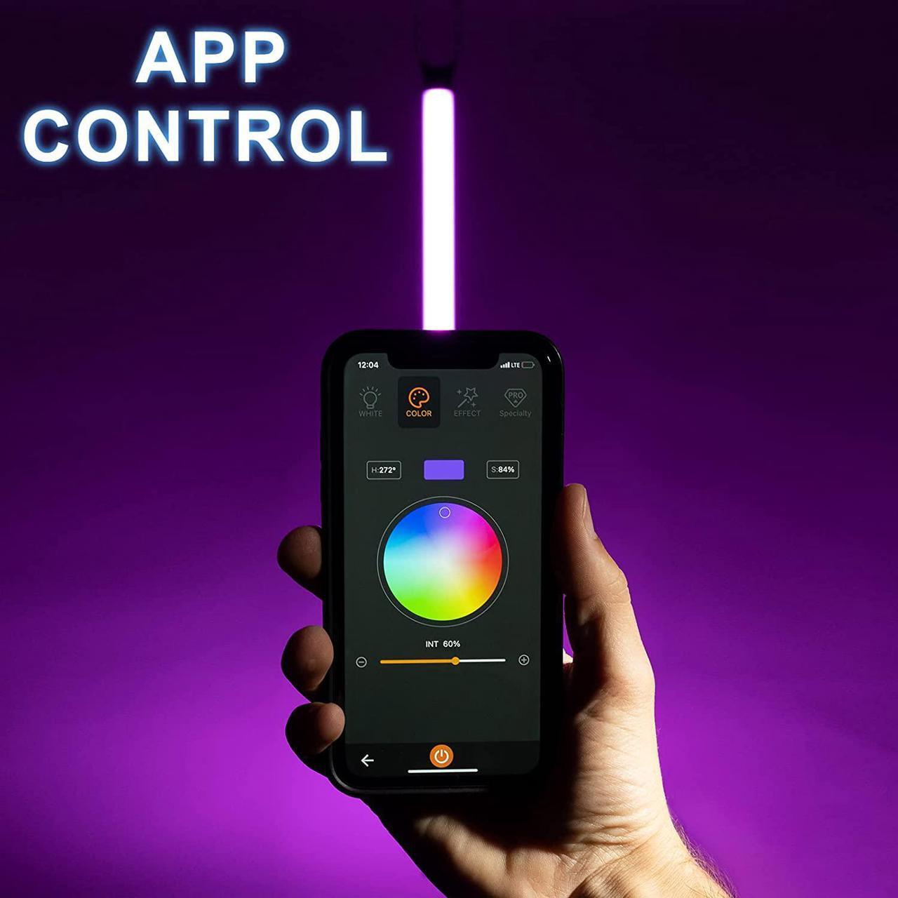 Alt view image 4 of 7 - LUXCEO P120S 30W RGB Tube Light Bar, APP Control 3000 Lumen LED Video Light Wand, Battery Powered Handheld Photography Lighting 2000K-10000K Colorful Stick (3.7 Ft)