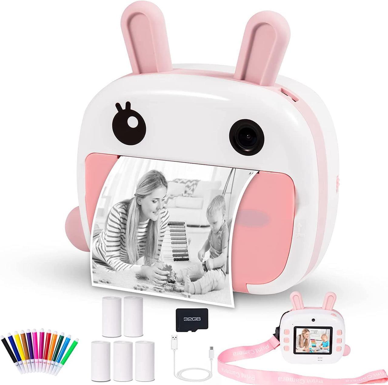 Main image of JECAURS Instant Print Camera for Kids, WiFi Kids Camera with 32GB Memory Card, Dual Lens, Print Paper, Color Pens Set, Kids Selfie Video Printable Camera for Girls and Boys