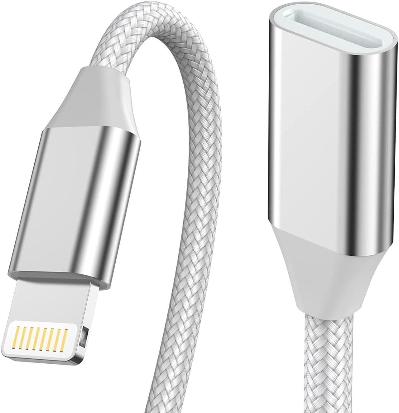 Main image of 3.3FT iPhone Charging Extension Cable,Nylon Braided Lightning Extender Dock Cable Adapter for iPhone 14 Pro 13 Pro Max 12 11 X XR 8 7 6 Male to Female Extension Cord Pass Video,Data,Audio,OTG