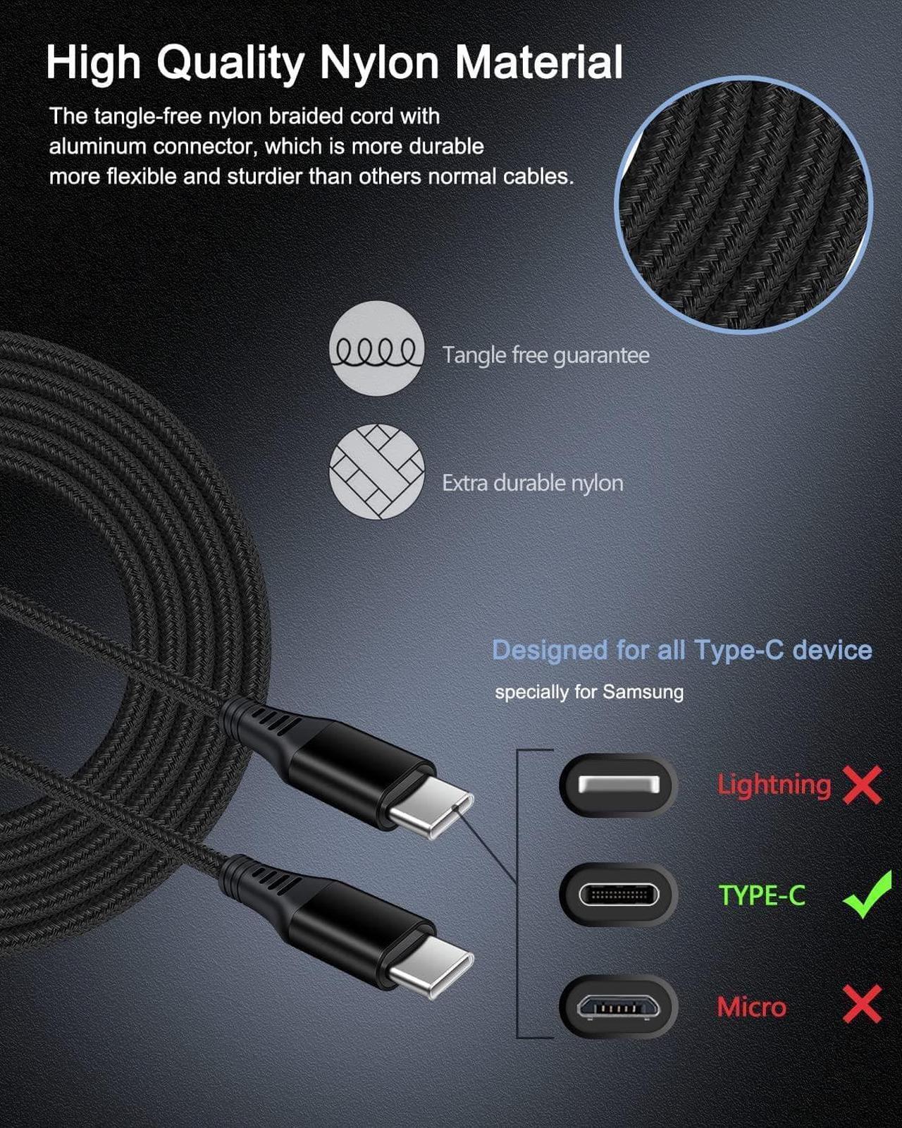 Alt view image 4 of 7 - 20W PD USB C Wall Charger Adapter [60W/6FT] USB Type C to USB-C Cable, Fast Charging 3.0 Block Plug Cube Brick Box, Android USBC to C Phone Power Charger Cord for Samsung Galaxy Google Pixel iPhone 15
