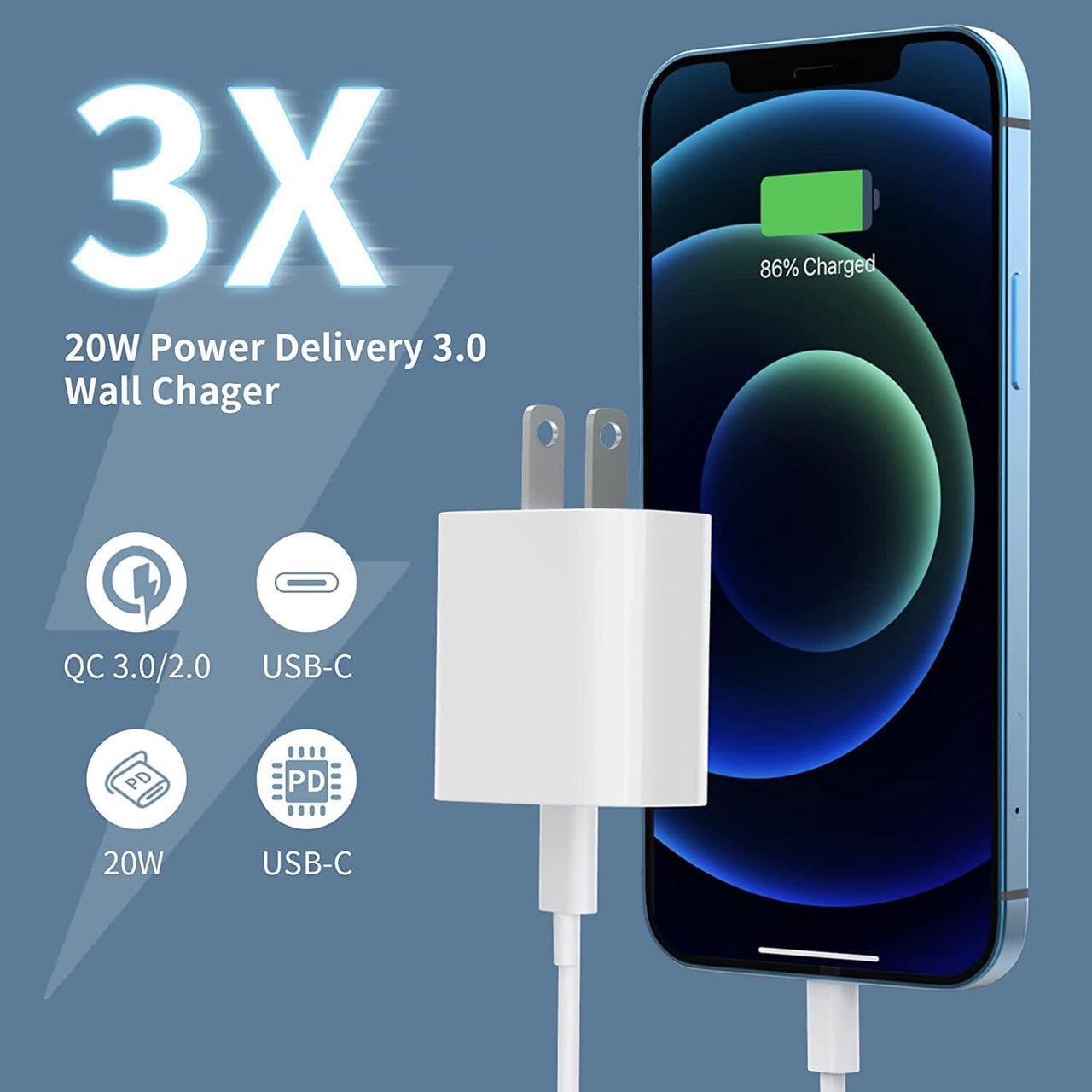 Alt view image 3 of 7 - Phone 16 15 14 13 Fast Charger 3Pack, iGENJUN 20W USB C Charger Wall Charger Block with PD 3.0, Compact USB C Power Adapter for Phone 16/16 Pro/15, Galaxy, Pixel, AirPods Pro - White