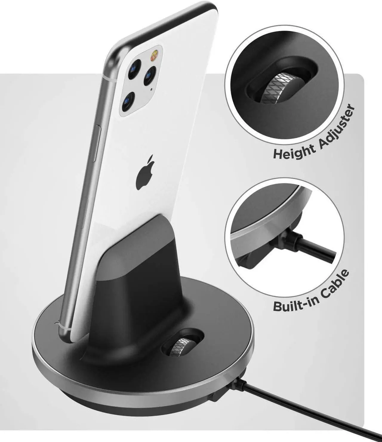 Alt view image 7 of 7 - Fast Charging Power Stand for iPhone and iPad Models - MFi Certified Lightning Dock with USB-C Wall Adapter (for All iPhone 12/13 /14 Models)