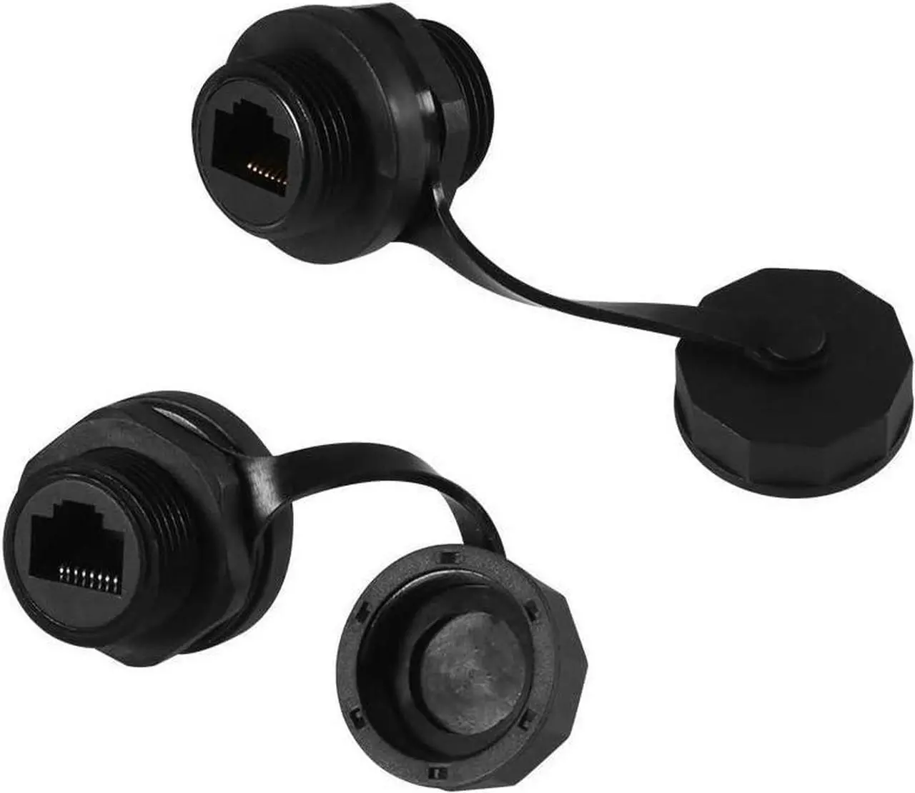 Main image of 2PCS RJ45 Ethernet LAN Cable Connector CAT6 Shielded Industrial Panel Mount Bulkhead Feed Thru Coupler with Waterproof IP67 Dustproof Cap Outdoor Industrial Standard