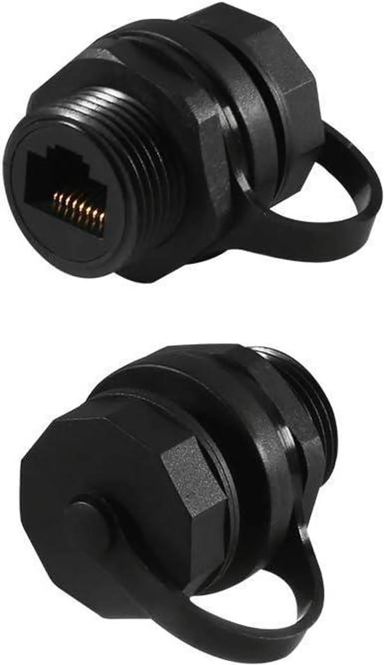 Alt view image 2 of 7 - 2PCS RJ45 Ethernet LAN Cable Connector CAT6 Shielded Industrial Panel Mount Bulkhead Feed Thru Coupler with Waterproof IP67 Dustproof Cap Outdoor Industrial Standard