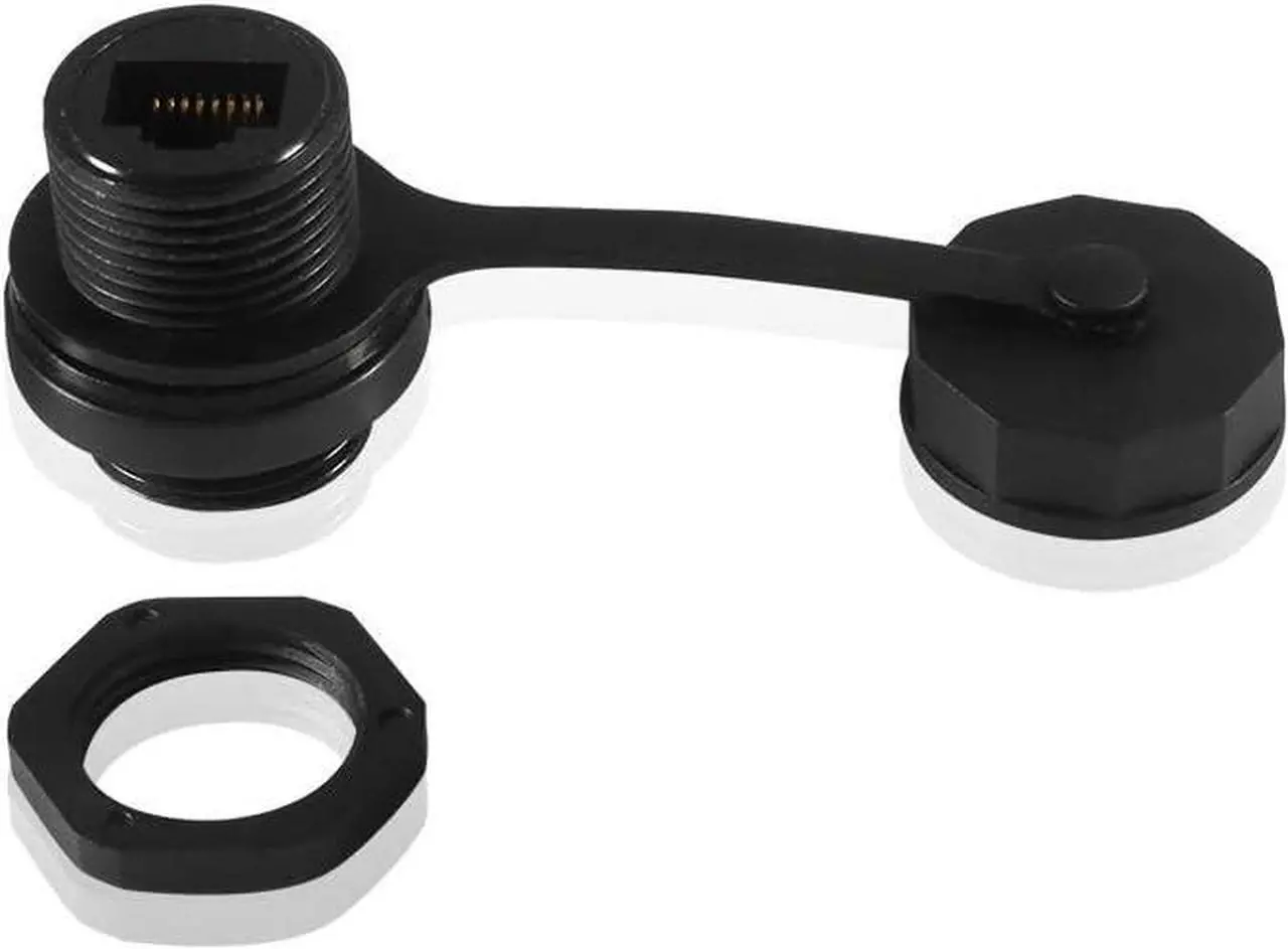 Alt view image 6 of 7 - 2PCS RJ45 Ethernet LAN Cable Connector CAT6 Shielded Industrial Panel Mount Bulkhead Feed Thru Coupler with Waterproof IP67 Dustproof Cap Outdoor Industrial Standard