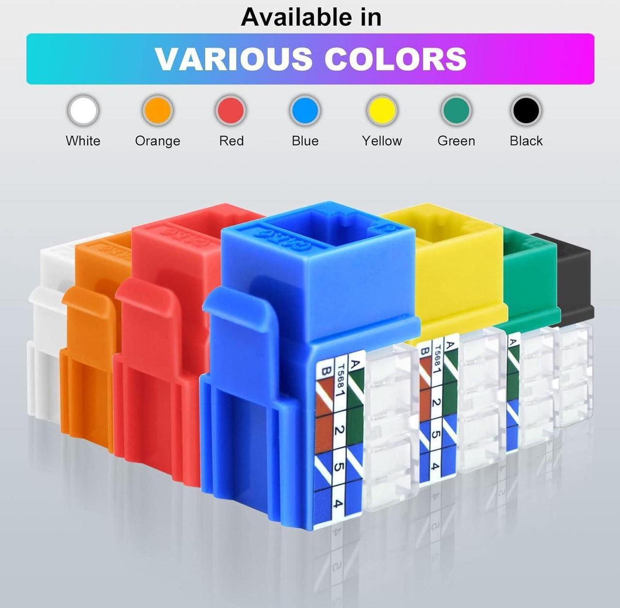Alt view image 6 of 7 - VCELINK RJ45 Cat6 Keystone Jacks Slim Profile UL-Listed 10-Pack, 90-Degree Ethernet Punch Down Keystone Jack Adapter in Red