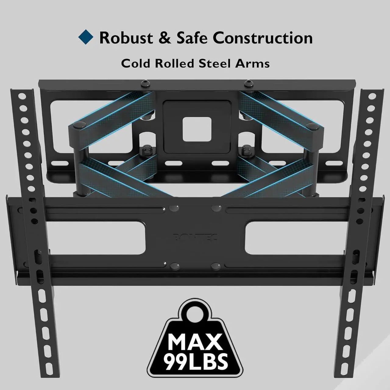 Alt view image 6 of 7 - BONTEC Full Motion TV Wall Mount for 23-70" LED OLED OLCD UHD Flat Curved TVs, Tilt Swivel Dual Articulating 6 Arms TV Bracket Supports Up to 99lbs, Max VESA 400x400mm, Fit 8/12/16" Studs
