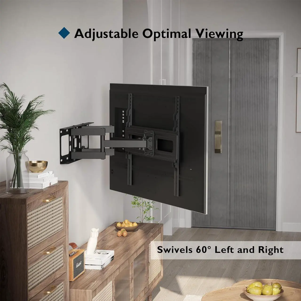 Alt view image 3 of 7 - BONTEC Full Motion TV Wall Mount for 23-70" LED OLED OLCD UHD Flat Curved TVs, Tilt Swivel Dual Articulating 6 Arms TV Bracket Supports Up to 99lbs, Max VESA 400x400mm, Fit 8/12/16" Studs