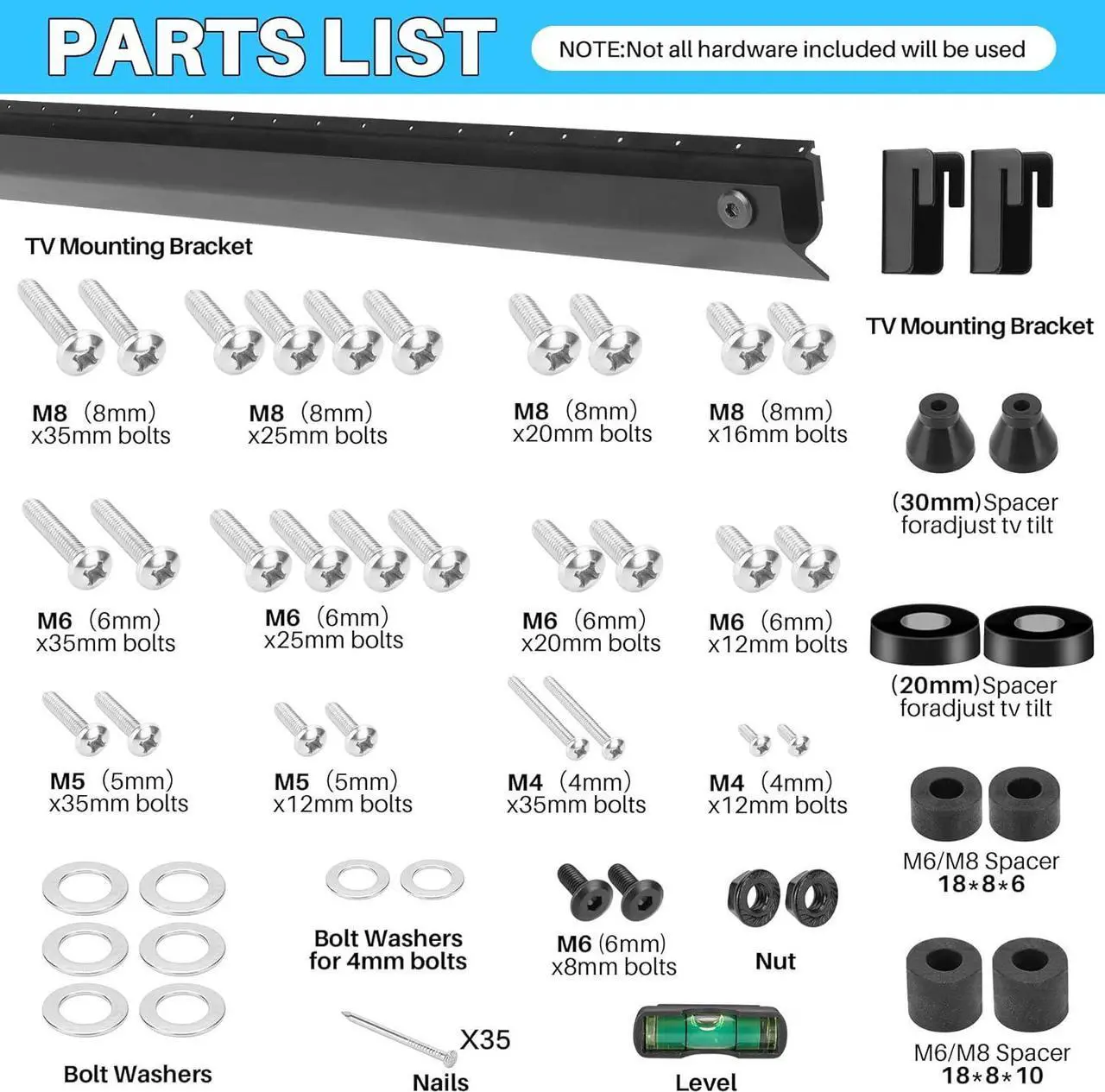 Alt view image 4 of 7 - No Stud TV Mount for All Brand 32-75Inch TVs, Universal Studless TV Drywall Mount Bracket for Flat Screen TVs Monitors, Low Profile, Loading Capacity 150lbs, Vesa 200x100 to 600 x 400mm