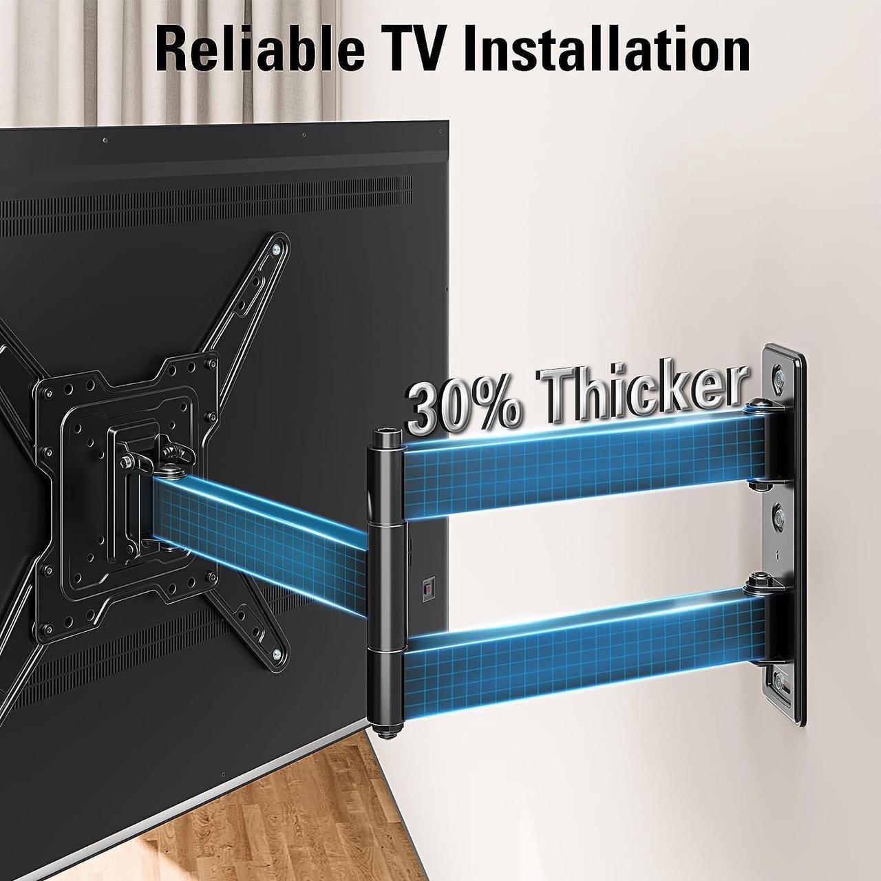 Alt view image 3 of 7 - Mounting Dream Long Arm TV Wall Mount for Most 26-65 Inch TVs, 30 Inch Long Extension TV Mount Swivel and Tilt, Full Motion Wall Mount TV Bracket Fit Max VESA 400x400mm,Up to 99 lbs, MD2286-M