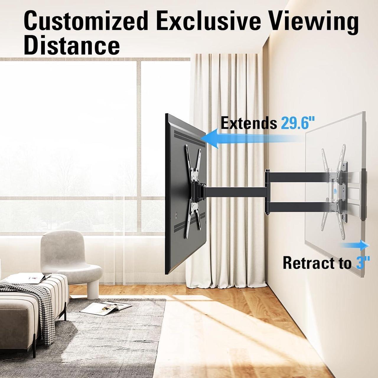 Alt view image 4 of 7 - Mounting Dream Long Arm TV Wall Mount for Most 26-65 Inch TVs, 30 Inch Long Extension TV Mount Swivel and Tilt, Full Motion Wall Mount TV Bracket Fit Max VESA 400x400mm,Up to 99 lbs, MD2286-M