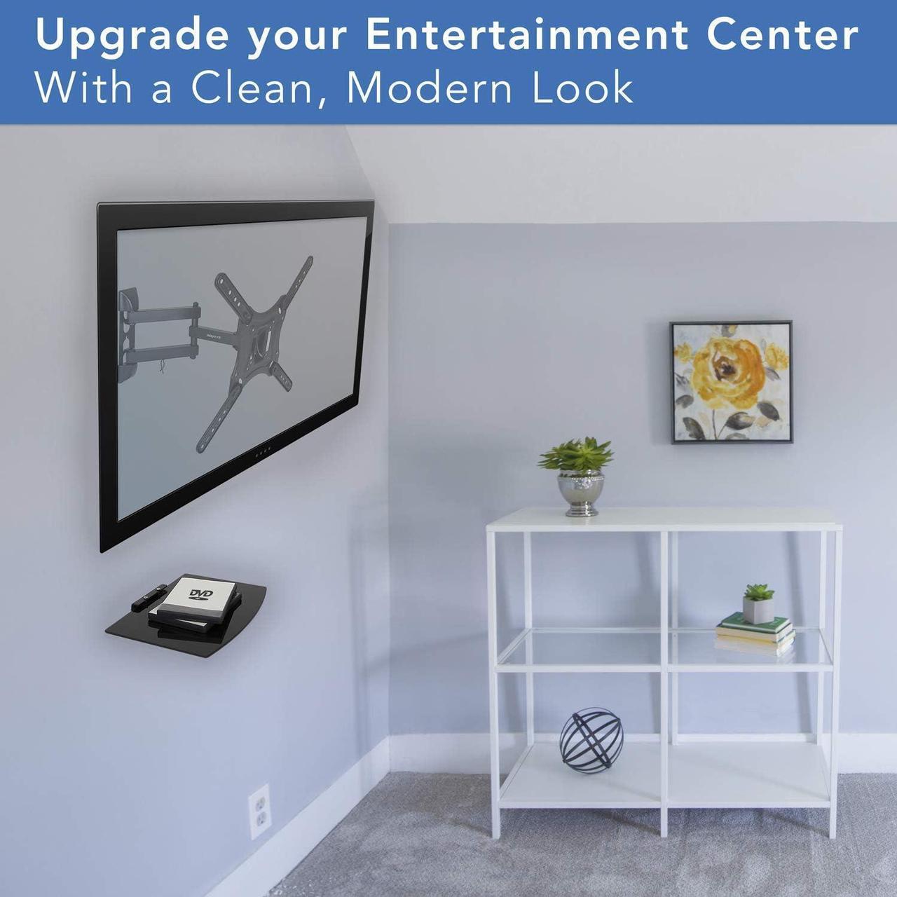 Alt view image 5 of 7 - Mount-It! TV Mount with Shelf | Full Motion TV Wall Mount with Floating Entertainment Shelf for Cable Box, DVR | Single Stud Installation | Fits Televisions Up to 55 Inches, VESA 75x75mm to 400x400mm
