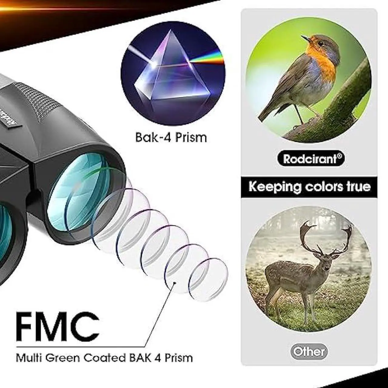 Alt view image 5 of 6 - Rodcirant 20x25 Compact Binoculars for Adults and Kids, Waterproof Binocular with Low Light Vision, Easy Focus Binoculars for Bird Watching