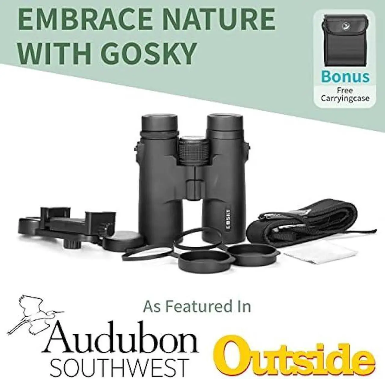 Alt view image 6 of 6 - Gosky 10x42 Roof Prism Binoculars for Adults, HD Professional Binoculars for Bird Watching Travel Stargazing Hunting Concerts Sports-BAK4 Prism FMC Lens-with Phone Mount Strap Carrying Bag