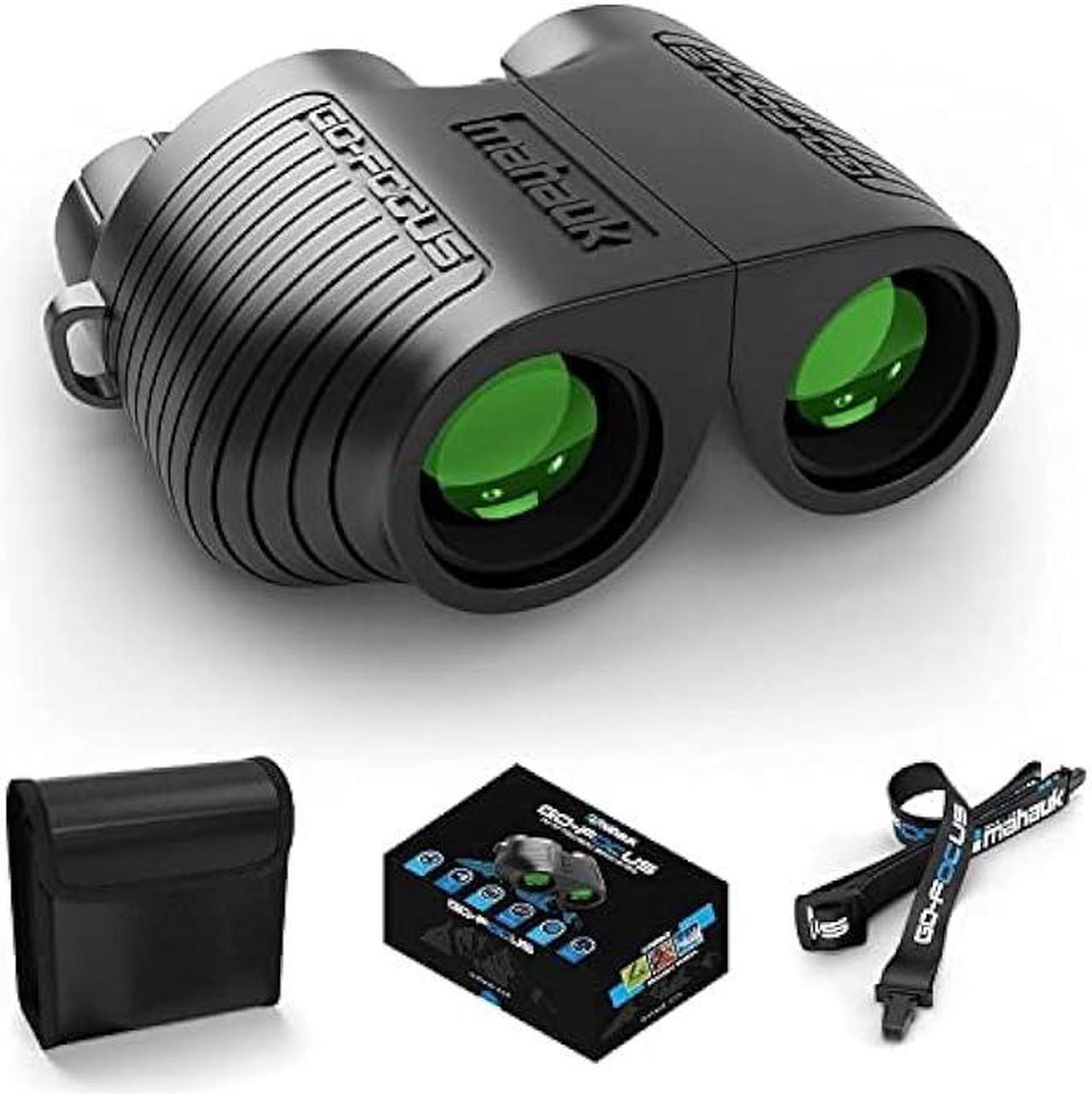Alt view image 6 of 6 - Go-Focus Compact Binoculars for Adults & Kids | Small Travel Binoculars For Bird Watching & Hunting | 10x25 BAK4 Prism | Lightweight & Waterproof | Carry Case & Neck Strap | Range 20m - 1000m | Mahauk