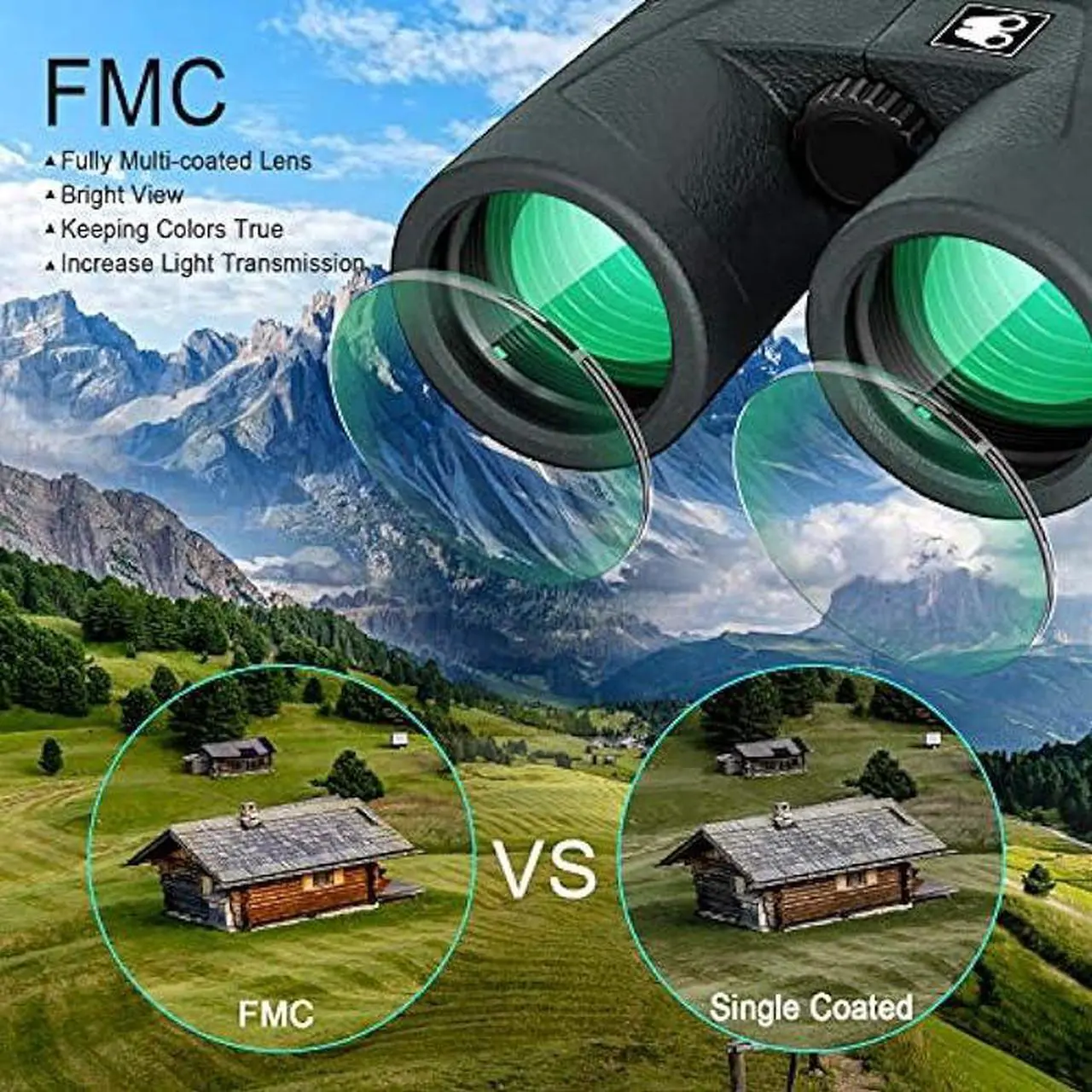 Alt view image 3 of 7 - Sarblue 10x42 Binoculars for Adults with Smartphone Adapter, BAK4 Prism and FMC Lens, HD Professional Binoculars for Bird Watching Travel Stargazing Hunting Wildlife Watching Outdoor Concerts Sports