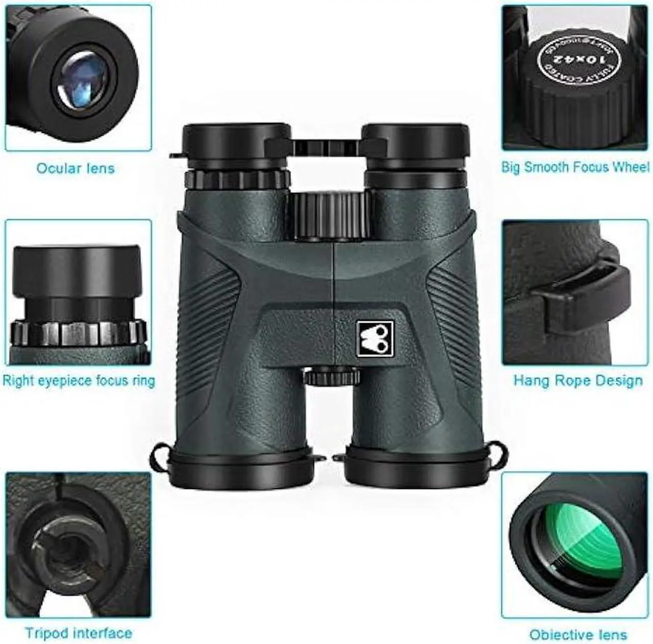 Alt view image 2 of 7 - Sarblue 10x42 Binoculars for Adults with Smartphone Adapter, BAK4 Prism and FMC Lens, HD Professional Binoculars for Bird Watching Travel Stargazing Hunting Wildlife Watching Outdoor Concerts Sports