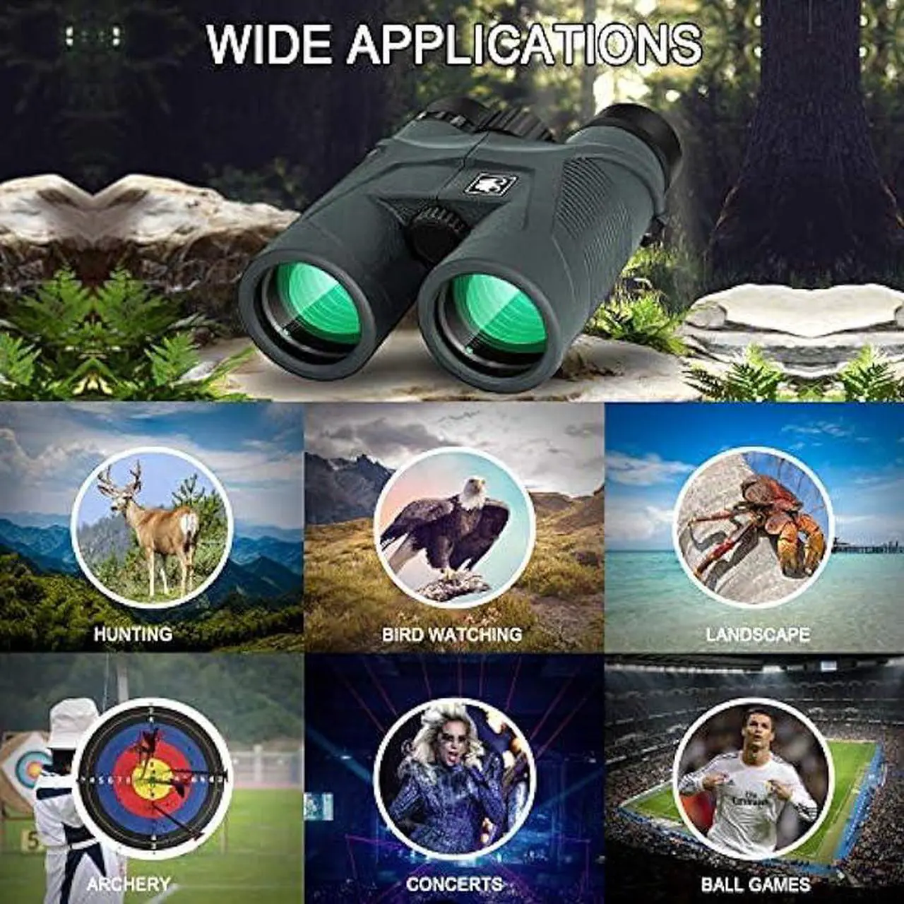 Alt view image 6 of 7 - Sarblue 10x42 Binoculars for Adults with Smartphone Adapter, BAK4 Prism and FMC Lens, HD Professional Binoculars for Bird Watching Travel Stargazing Hunting Wildlife Watching Outdoor Concerts Sports