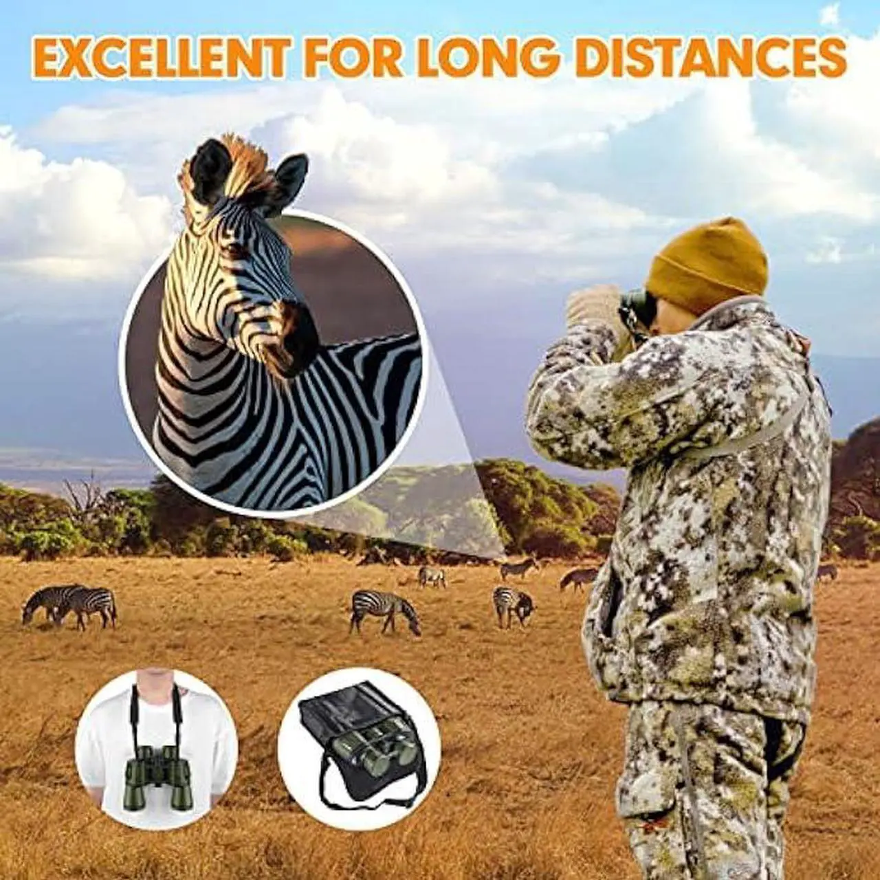 Alt view image 5 of 6 - 20x50 High Power Military Binoculars, Compact HD Professional/Daily Waterproof Binoculars Telescope for Adults Bird Watching Travel Hunting Football Games with Carrying Case and Strap(Green)