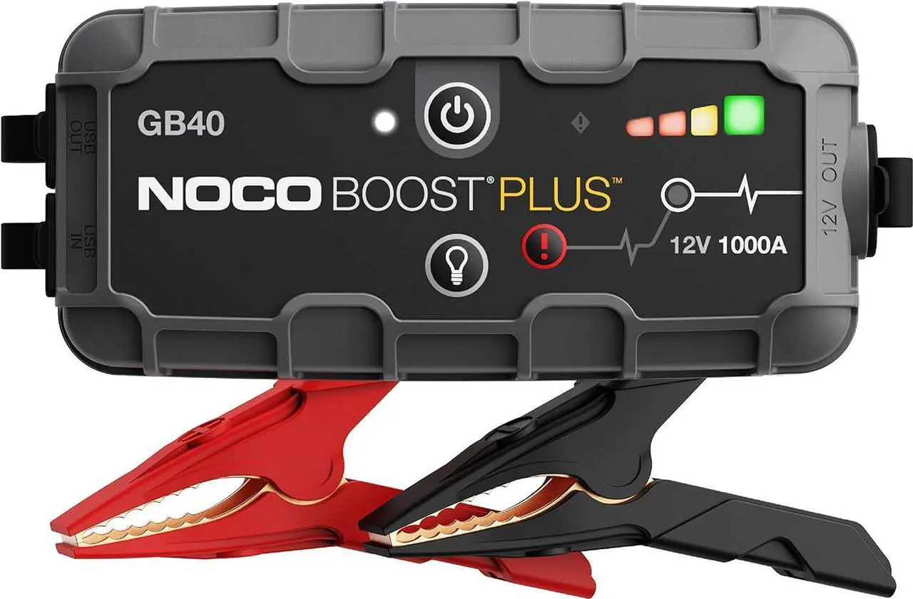 Main image of NOCO Boost Plus GB40 1000A UltraSafe Car Battery Jump Starter, 12V Battery Pack, Battery Booster, Jump Box, Portable Charger and Jumper Cables for 6.0L Gasoline and 3.0L Diesel Engines, Gray