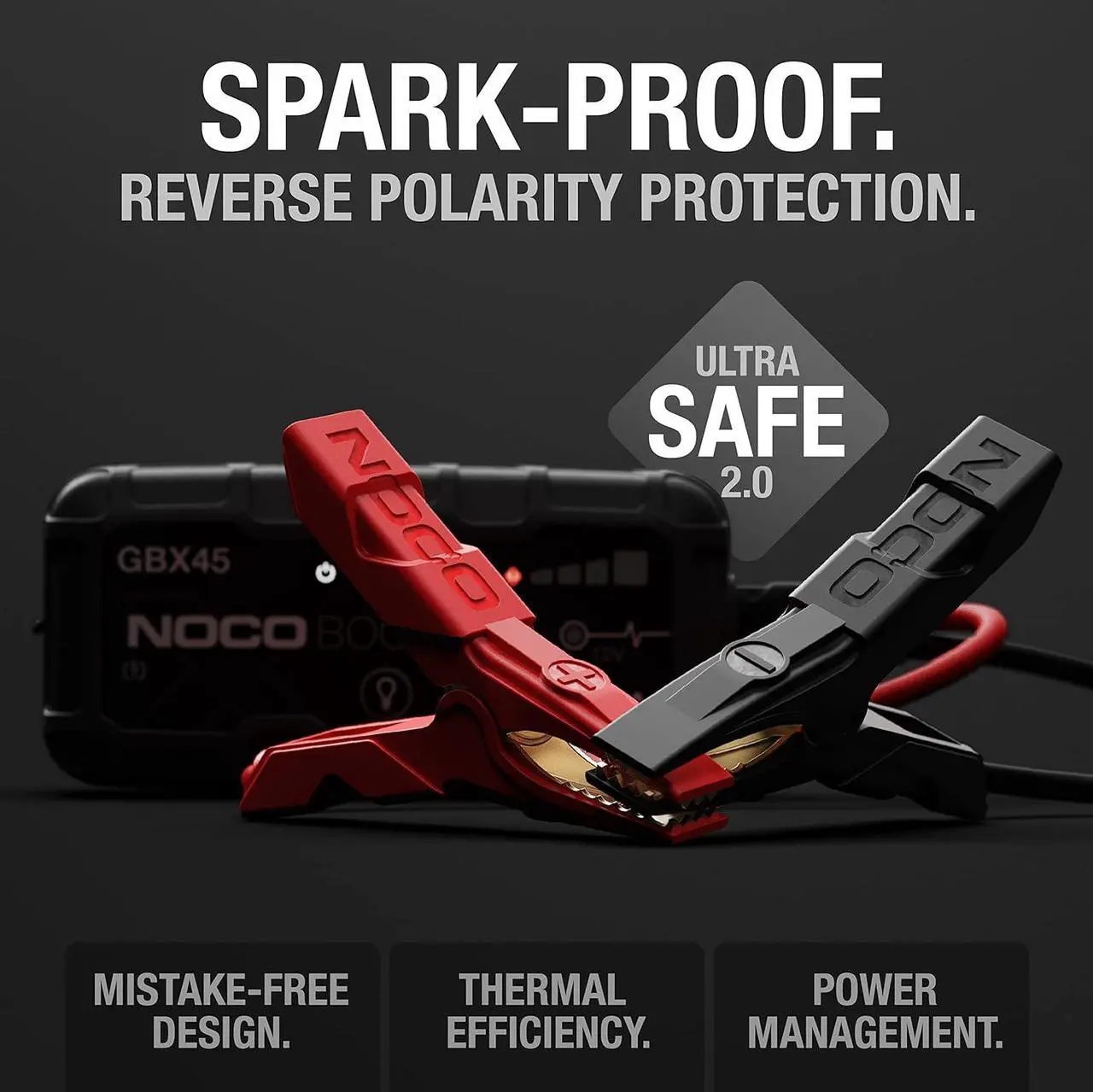 Alt view image 4 of 7 - NOCO Boost X GBX45 1250A UltraSafe Car Battery Jump Starter, 12V Battery Pack, Battery Booster, Jump Box, Portable Charger and Jumper Cables for 6.5L Gasoline and 4.0L Diesel Engines