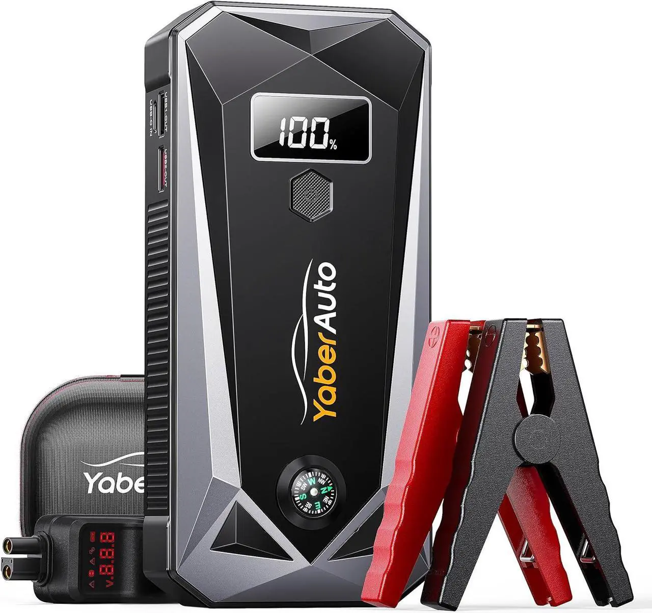 Main image of YaberAuto 5000A Car Battery Jump Starter for All Gas/10.0L Diesel Engines, 99.16Wh Portable Car Jump Starter Battery Pack, 12V Car Battery Jumper with Safety Jumper Cables, Fast Charge 3.0, Lights