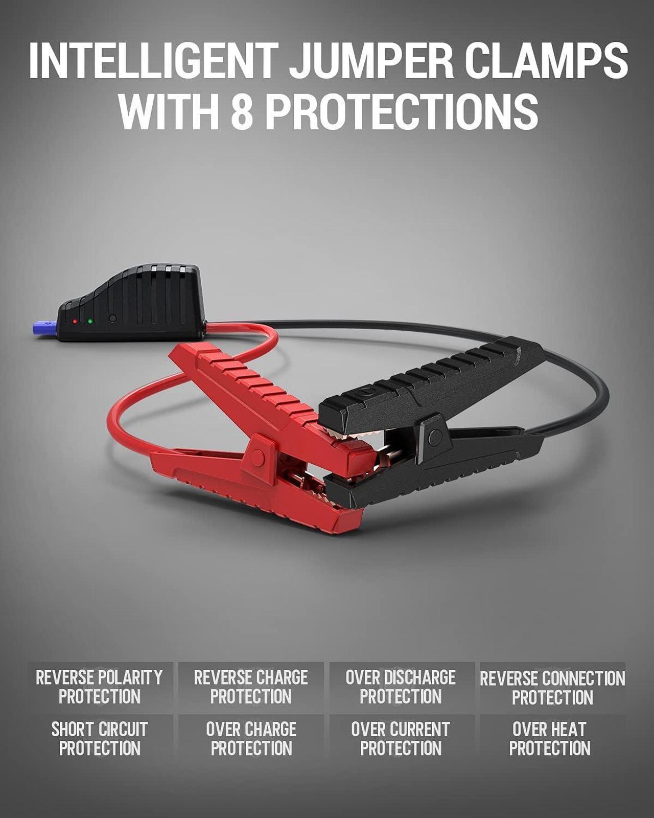 Alt view image 6 of 7 - SOLVTIN S6 Jump Starter 1200A Car Starter for up to 7.5L Gas and 6.0L Diesel Engine 12V Battery Jump Starter with Smart Jumper Cables Portable Power Bank with PD 18W, QC 3.0 Port and LED Light