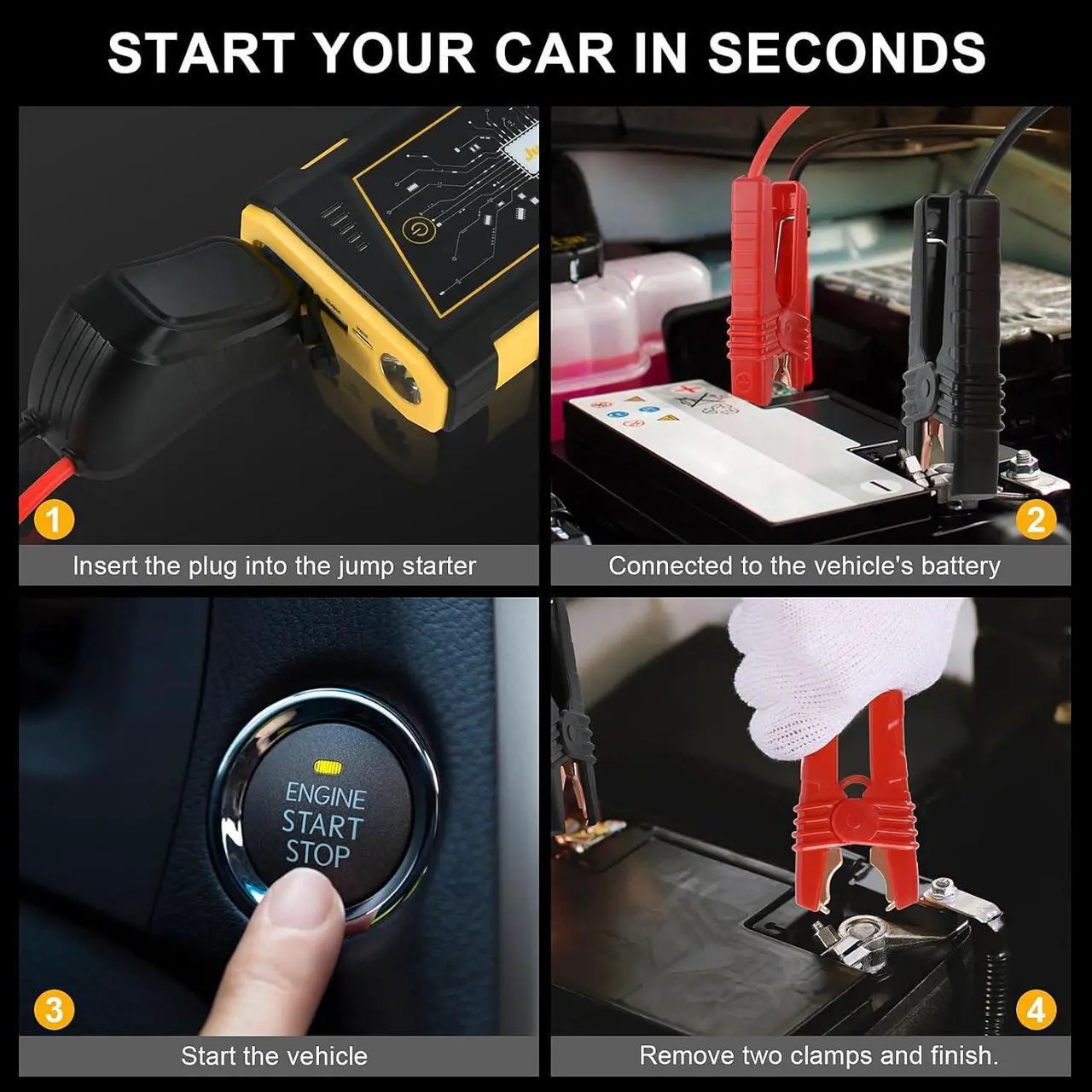 Alt view image 6 of 7 - EXCECAR Y29 Plus Car Jump Starter 3000A Peak for Up to 8.0L Gas or 6.5L Diesel Engine, Car Battery Stater, Auto Battery Jump Box with Built-in LED Light, 12V Portable Battery Starter with Power Bank