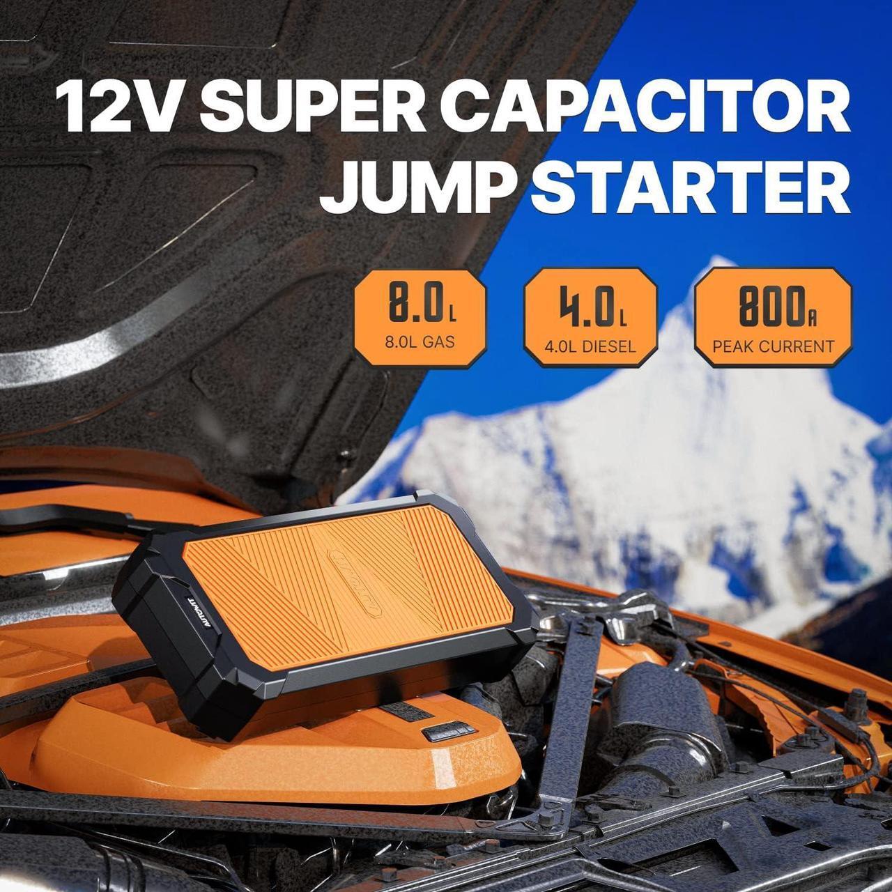 Alt view image 2 of 7 - Autowit Super Capacitor Jump Starter, 12V Batteryless Jump Starter, 8.0 Gas&4.0 Diesel Car Jump Starter, Portable Jump Starter for Car Battery, Bulit-in Supercapacitor, No Need Pre-Charge