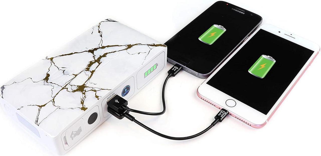 Alt view image 2 of 7 - HALO Bolt Compact Portable Car Jump Starter - Car Battery Jump Starter with 2 USB Ports to Charger Devices, Portable Car Charger - Gold Marble