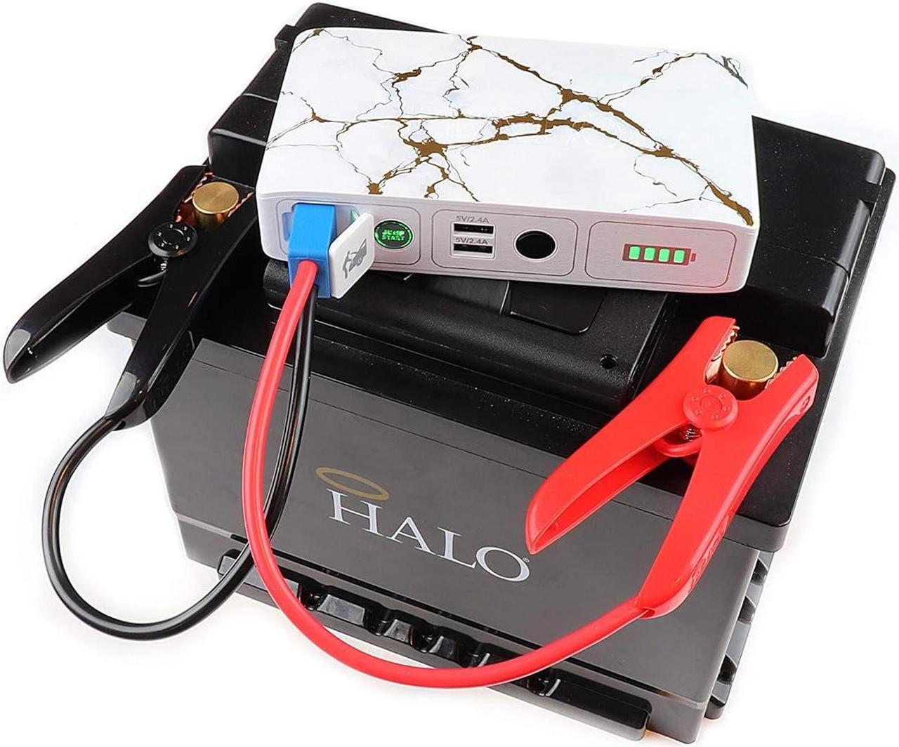 Alt view image 3 of 7 - HALO Bolt Compact Portable Car Jump Starter - Car Battery Jump Starter with 2 USB Ports to Charger Devices, Portable Car Charger - Gold Marble
