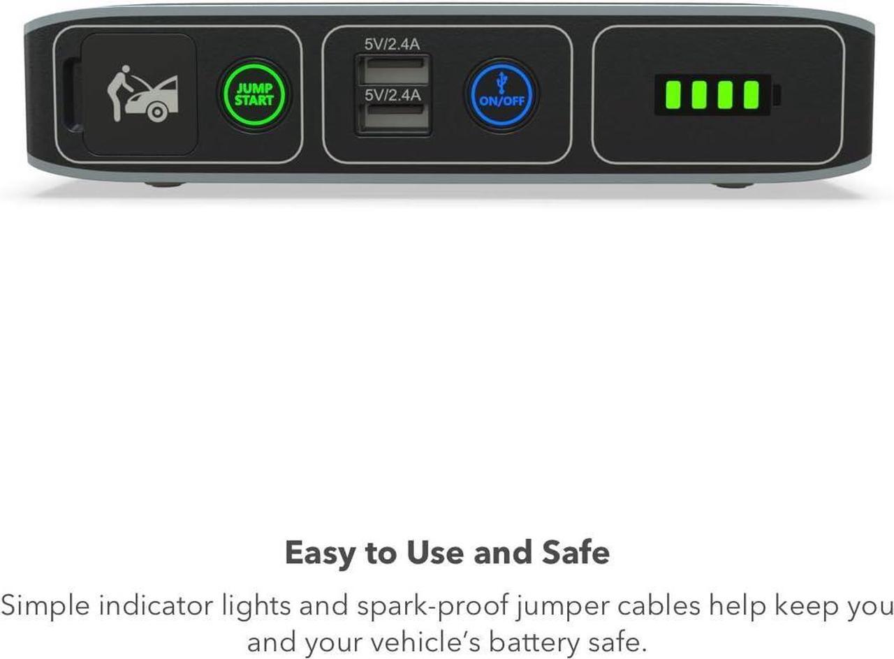 Alt view image 6 of 7 - HALO Bolt Compact Portable Car Jump Starter - Car Battery Jump Starter with 2 USB Ports to Charger Devices, Portable Car Charger - Gold Marble