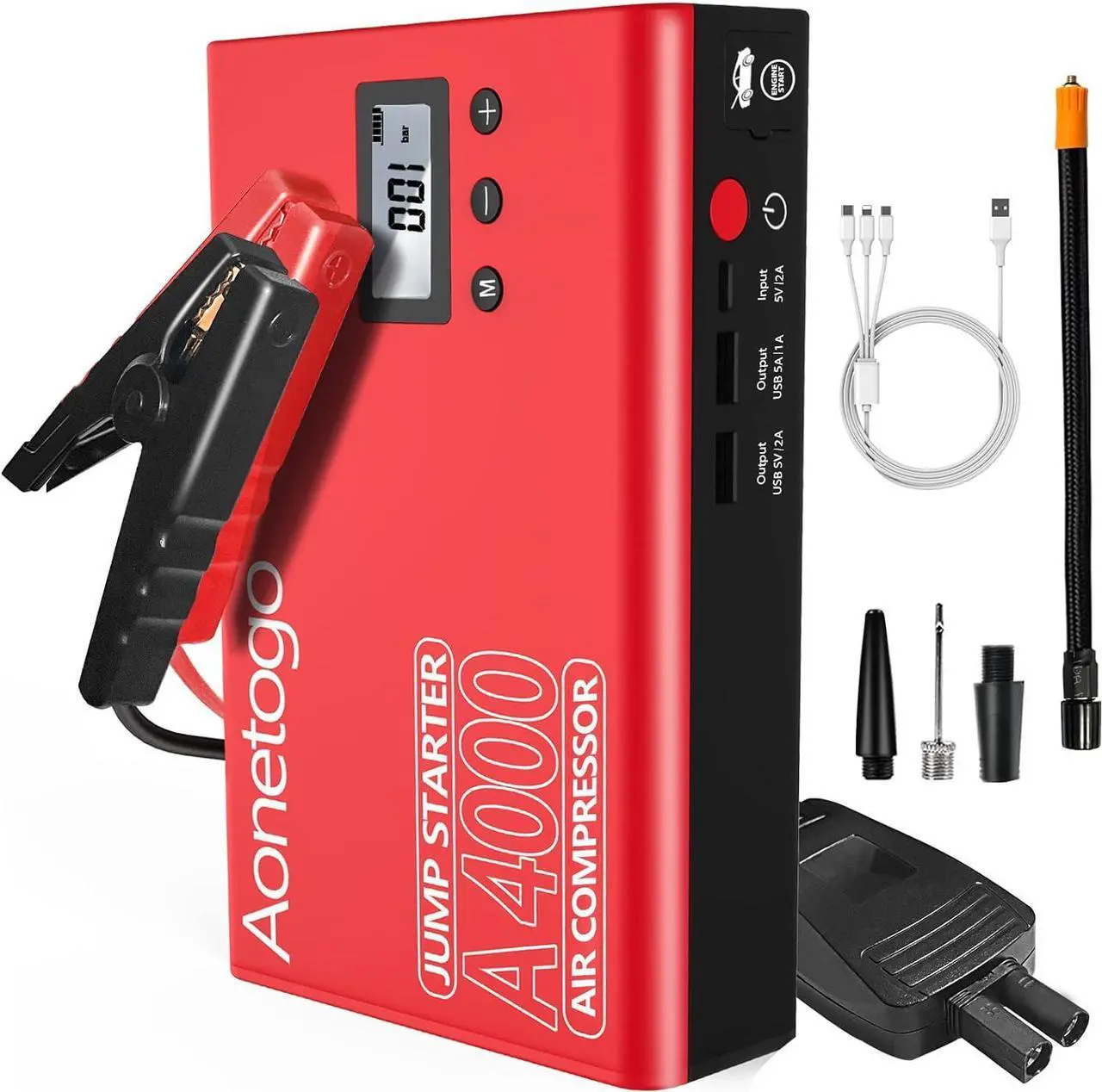 Main image of Jump Starter with Air Compressor,2800A Peak 20000mAh Portable Battery Booster (Up to 8.5L Gas/7L Diesel Engines) with 100PSI Digital Tire Inflator,12V Car Lithium Battery Jump Box Pack Power Charger