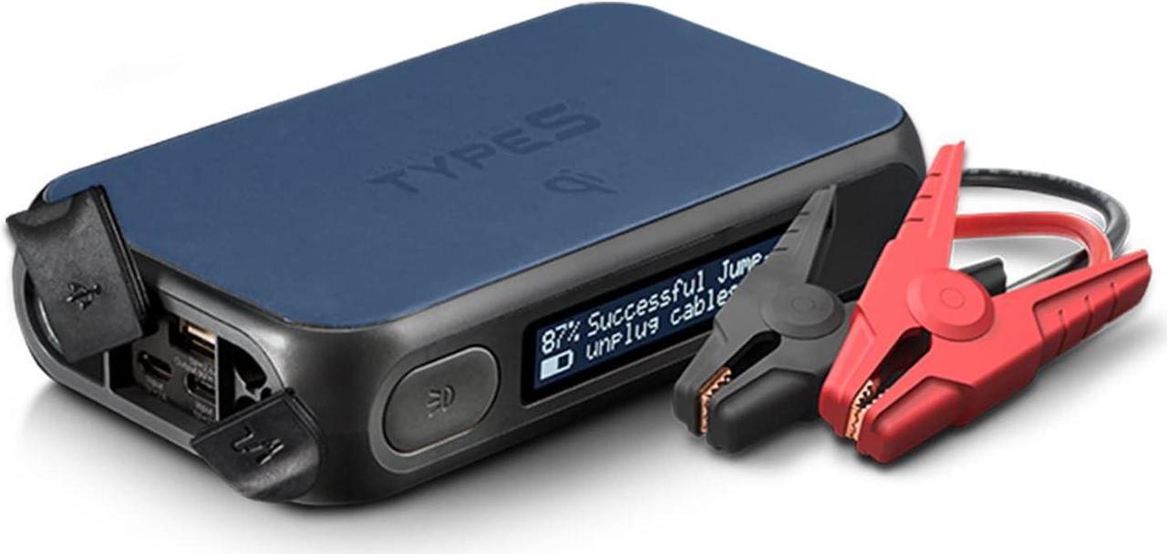 Main image of Type S Car Battery Jump Starter Power Bank Portable, 12V 400A 6.0L Gas 3.0L Diesel, LCD Display Step by Step Guide, 8000mAh, Qi Wireless Charging, LED Flashlight, USB-C USB-A, UL Listed (Blue)