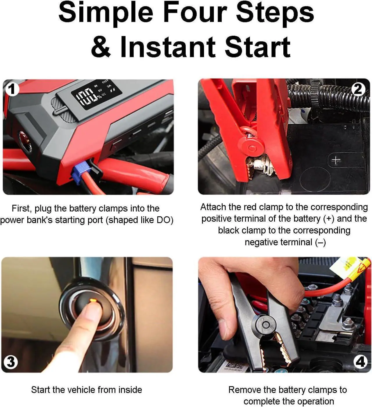 Alt view image 4 of 4 - Car Jump Starter 2000A, Grade A+ Lithium Battery Jumper Starter, 20000mAh Car Battery Jump Starter for Up to 8L Gas 7L Diesel, SuperSafe 12V Auto Portable Jump Starter Pack with USB Quick Charge 3.0