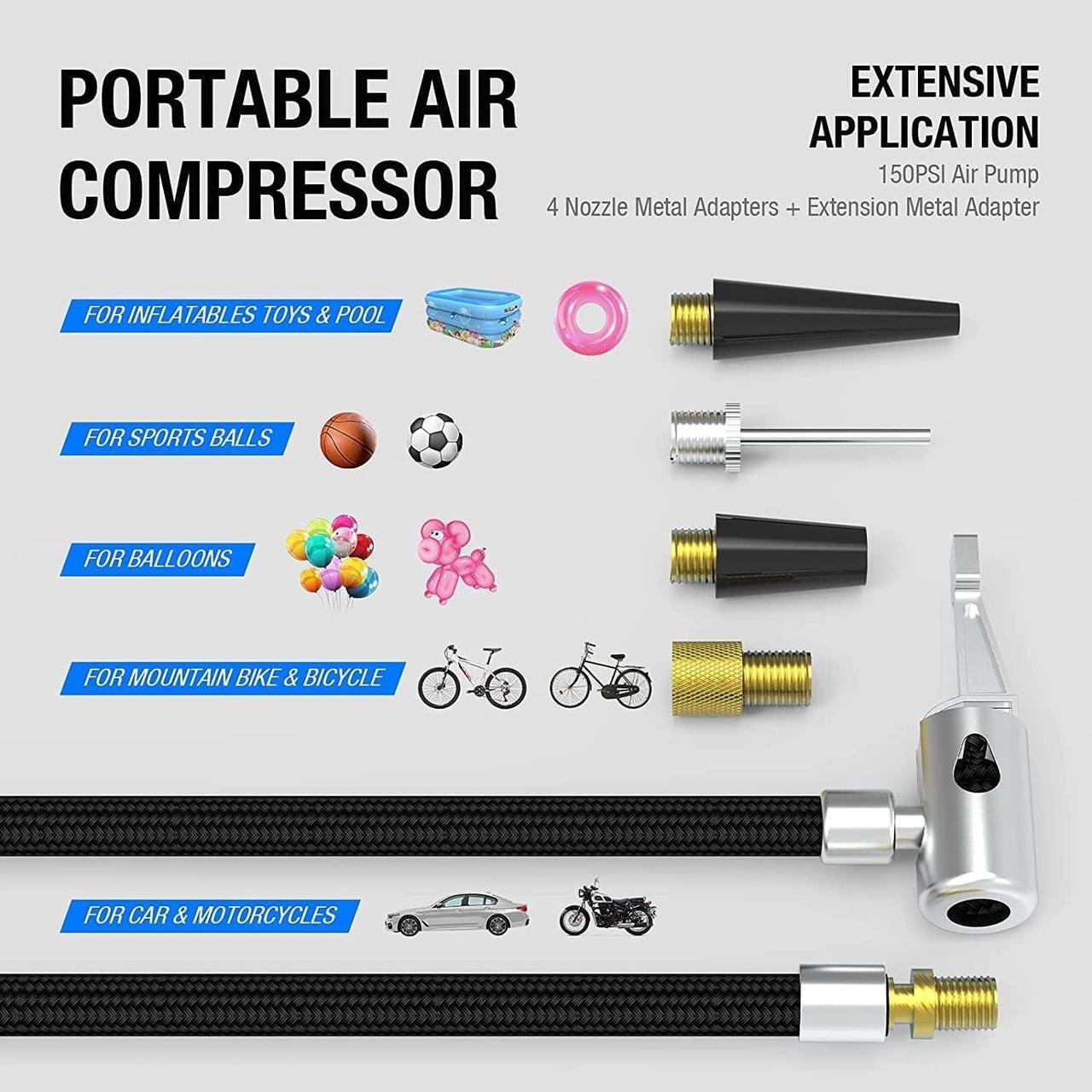 Alt view image 5 of 7 - JF.EGWO 2000A Car Jump Starter with Air Compressor, 22000mAh Battery Booster (Up to 8.5L Gas or 8.0L Diesel Engine) &150 PSI Tire Inflator, Built-in 2 USB Ports and 2 LED Light